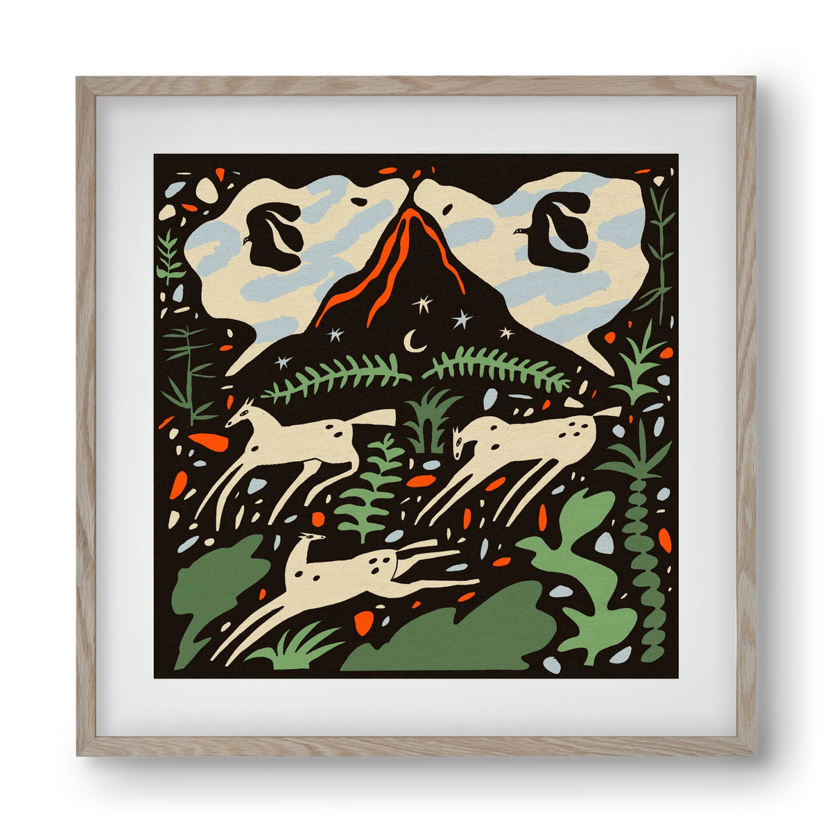 Volcano island, 40x40 cm (30x30 cm), Tölgy keret, paszpartuval