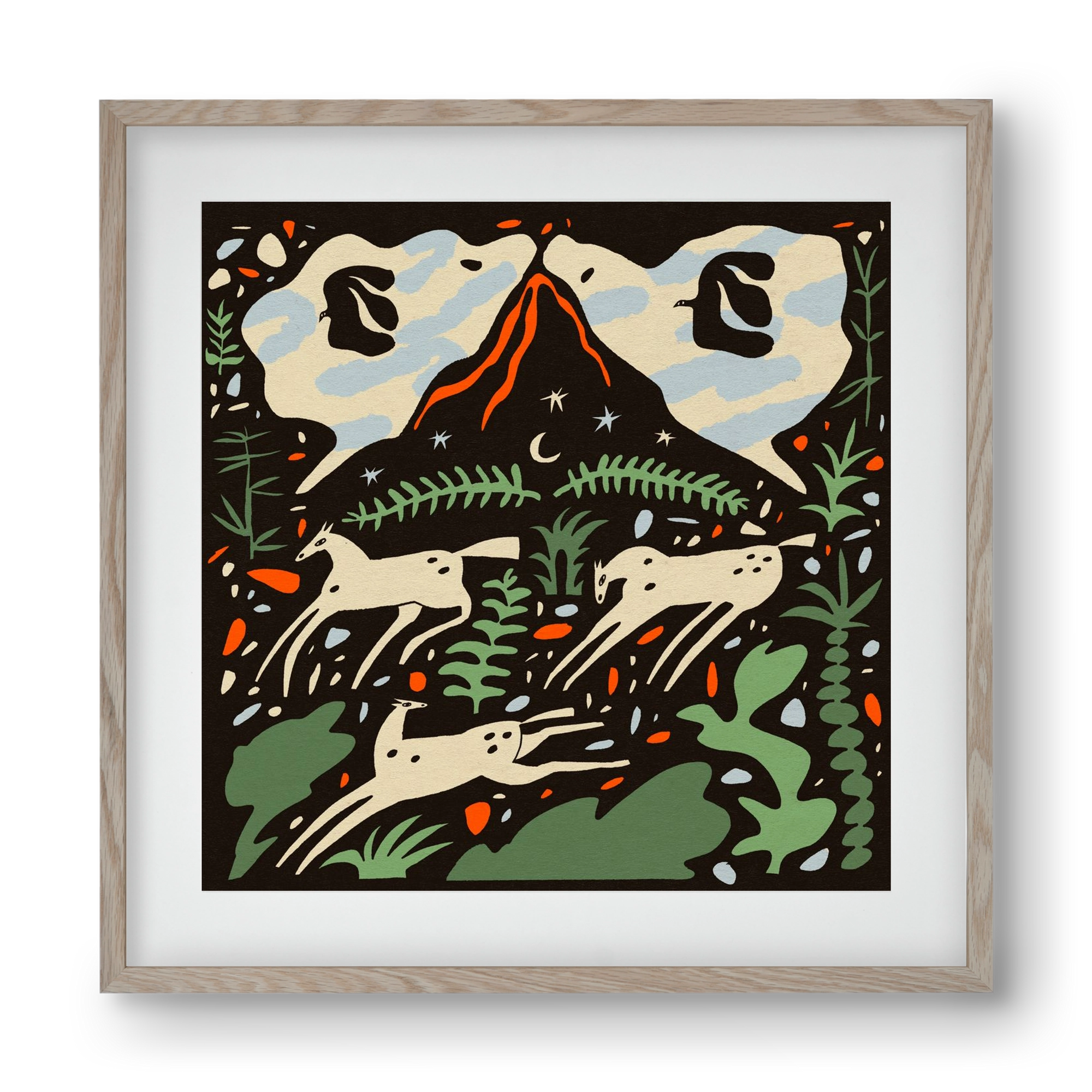 Volcano island, 40x40 cm (30x30 cm), Tölgy keret, paszpartuval