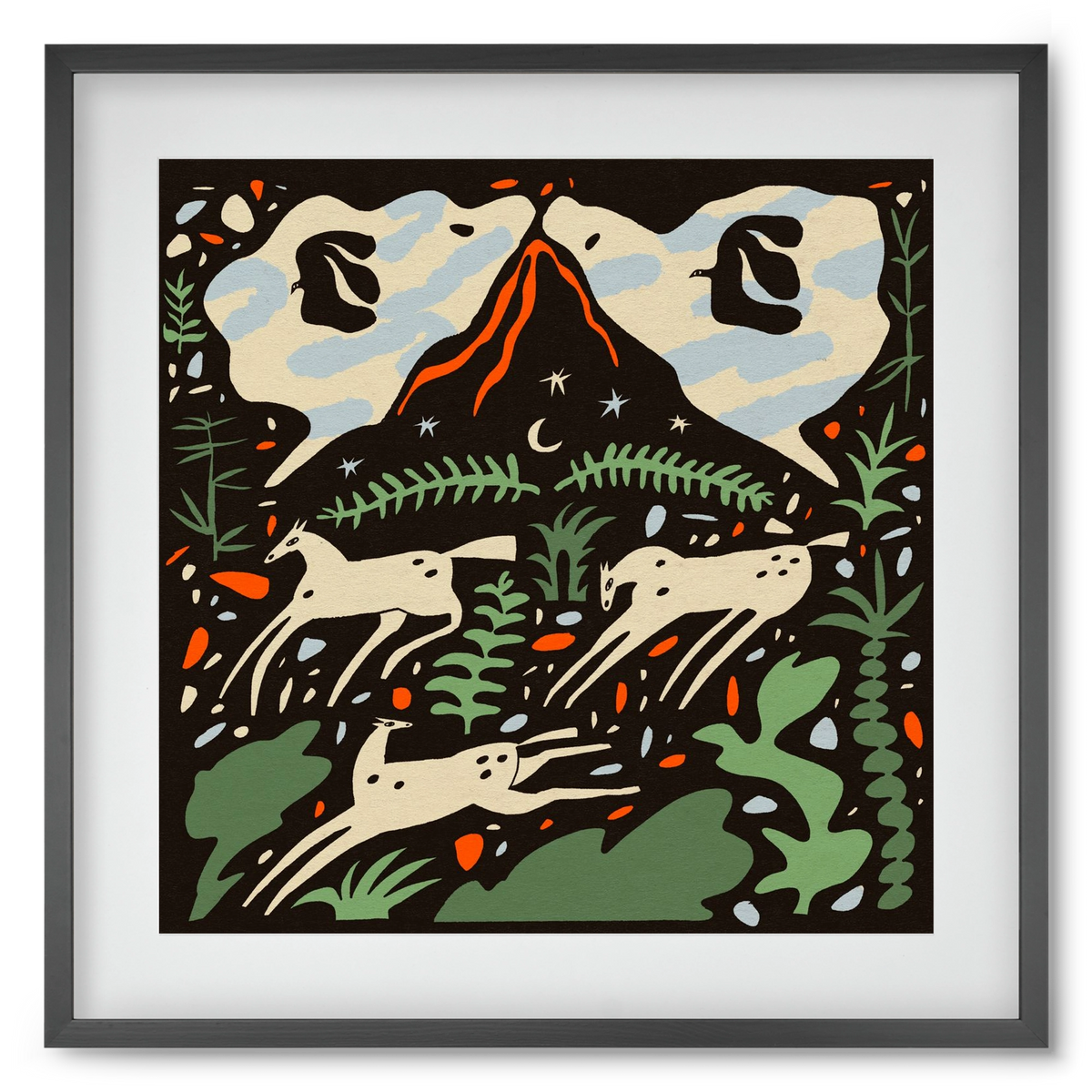 Volcano island, 50x50 cm (40x40 cm), Fekete keret, paszpartuval