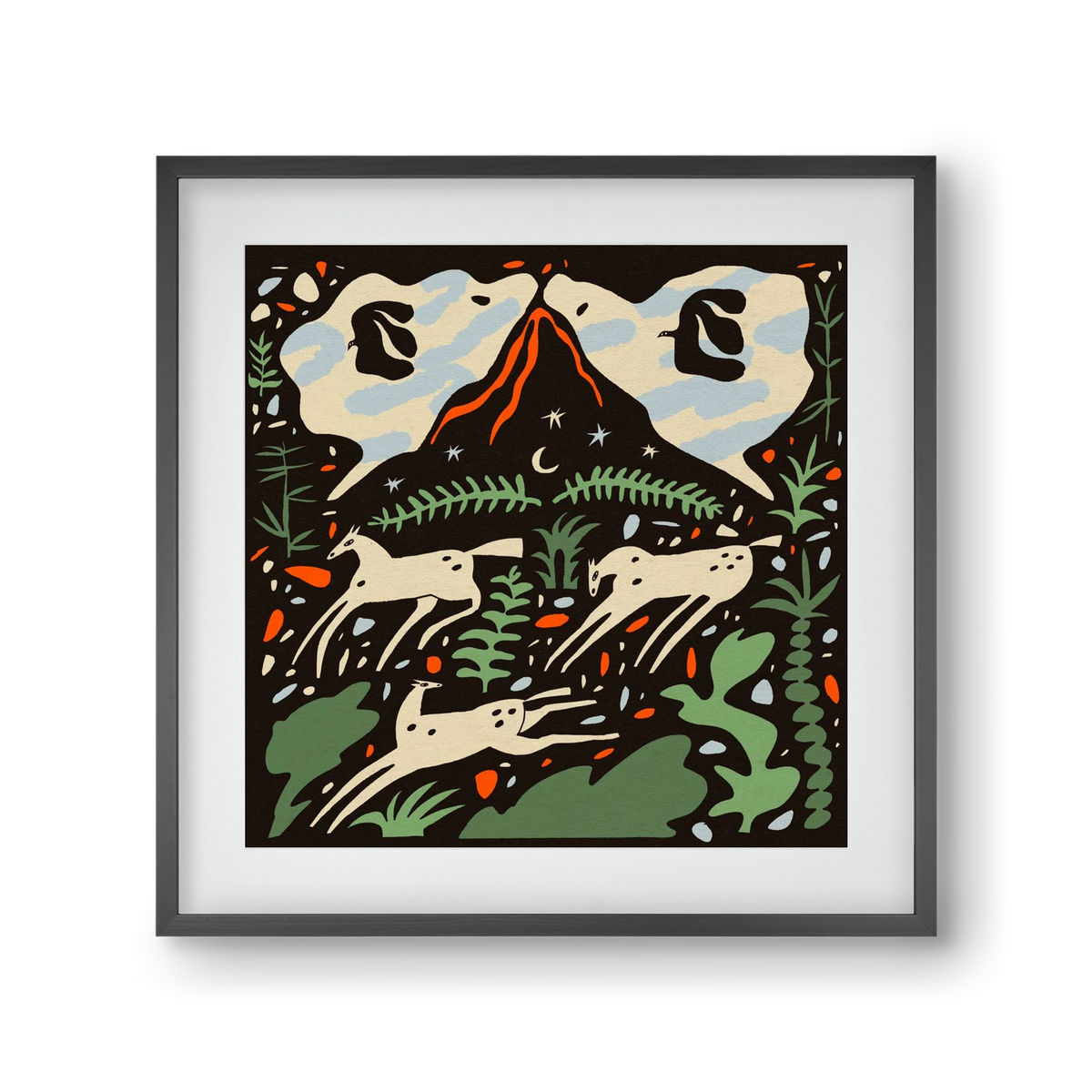 Volcano island, 30x30 cm (20x20 cm), Fekete keret, paszpartuval