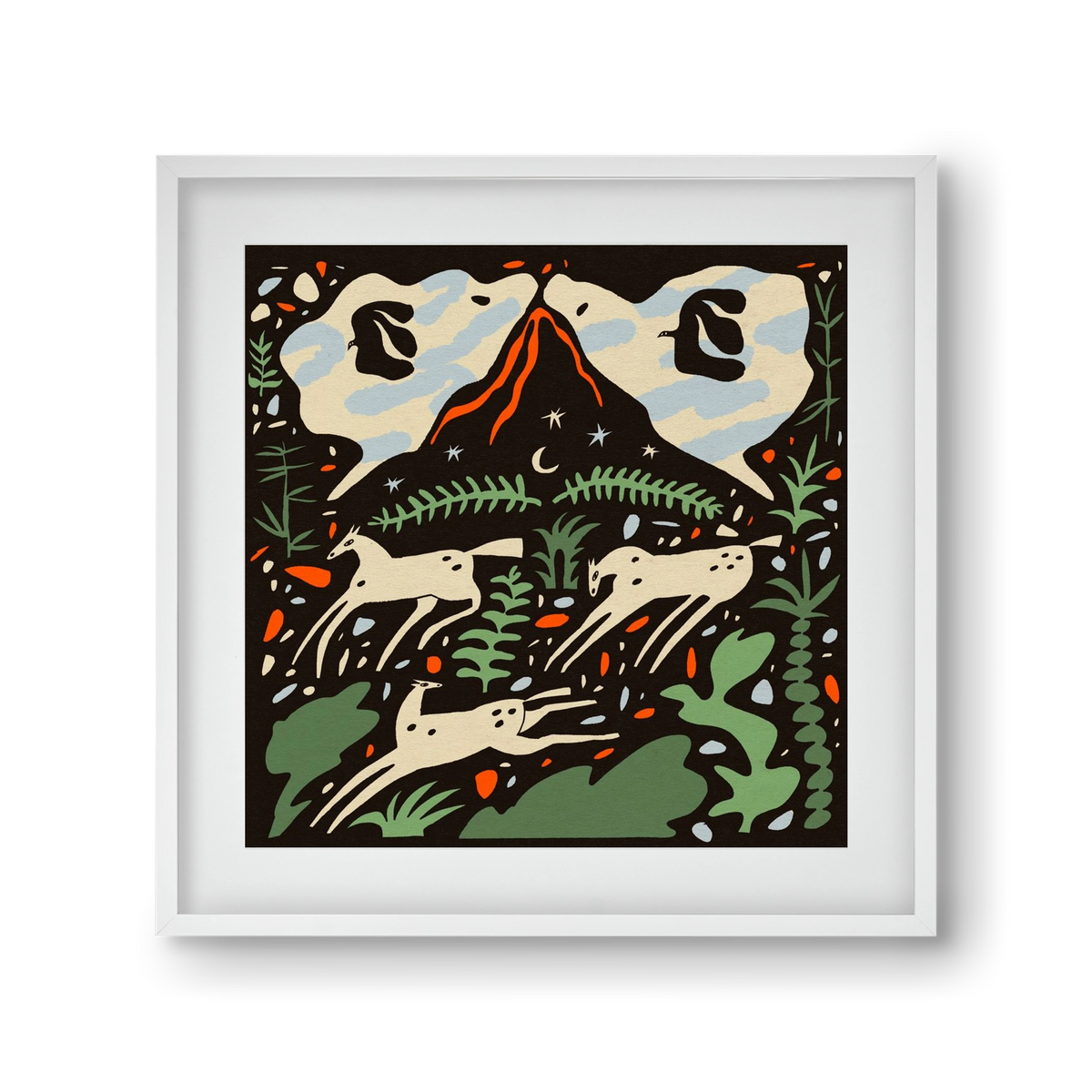 Volcano island, 30x30 cm (20x20 cm), Fehér keret, paszpartuval