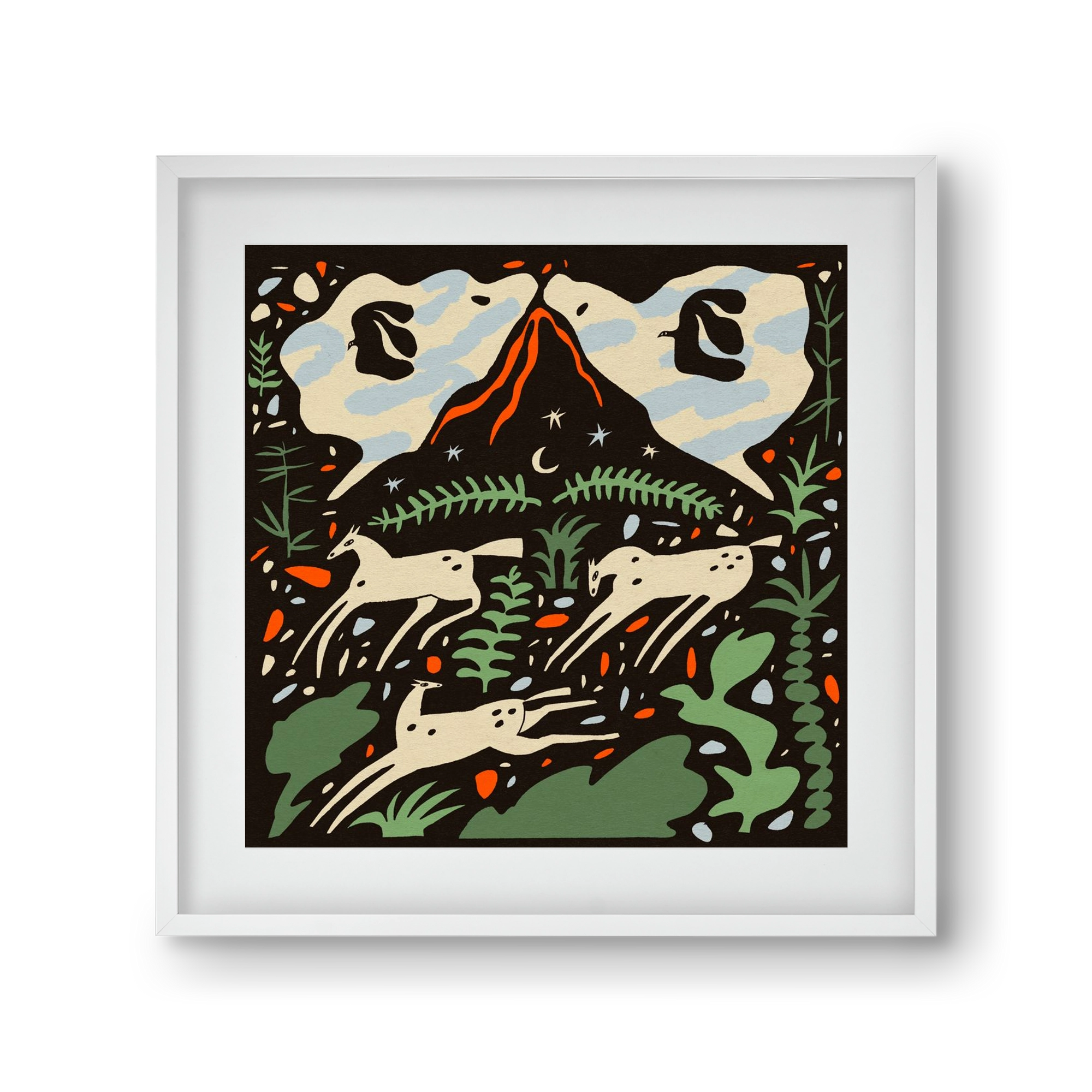 Volcano island, 30x30 cm (20x20 cm), Fehér keret, paszpartuval