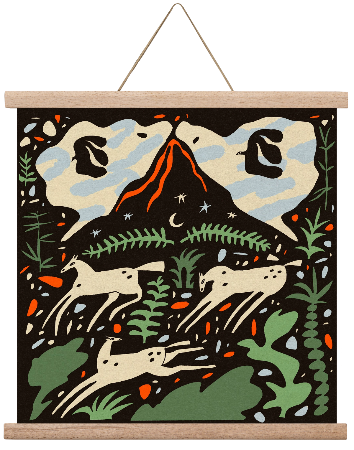 Volcano island, 40x40 cm (40x40 cm), Tölgy akasztó