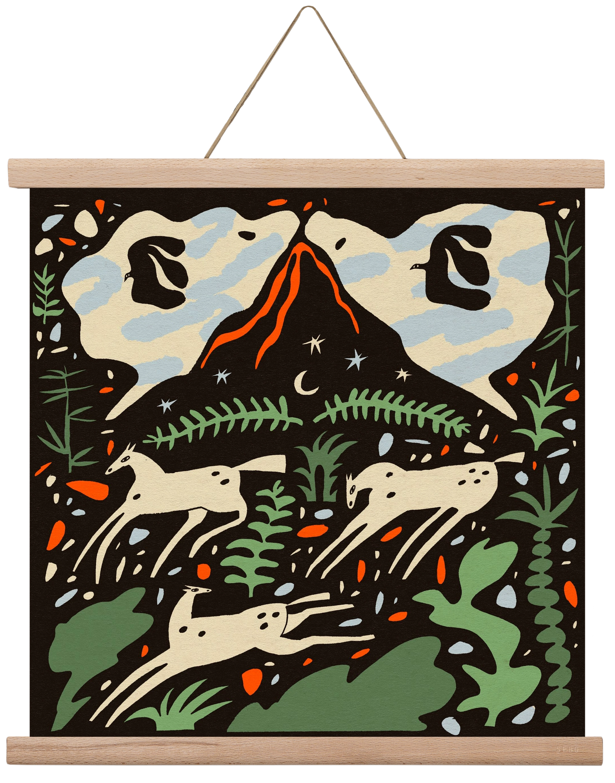 Volcano island, 40x40 cm (40x40 cm), Tölgy akasztó