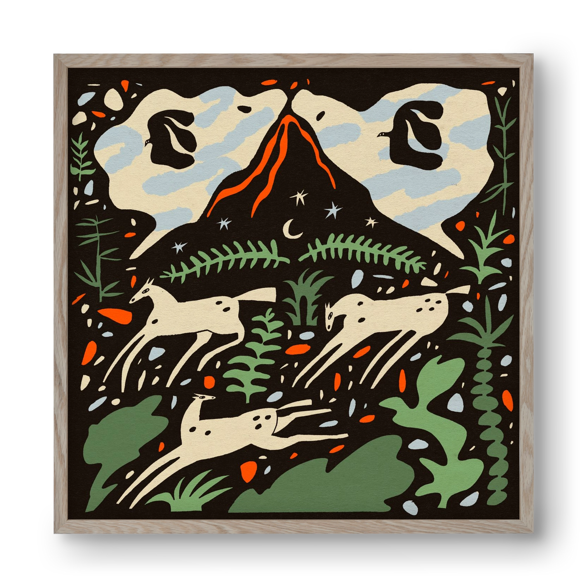 Volcano island, 40x40 cm (40x40 cm), Tölgy keret