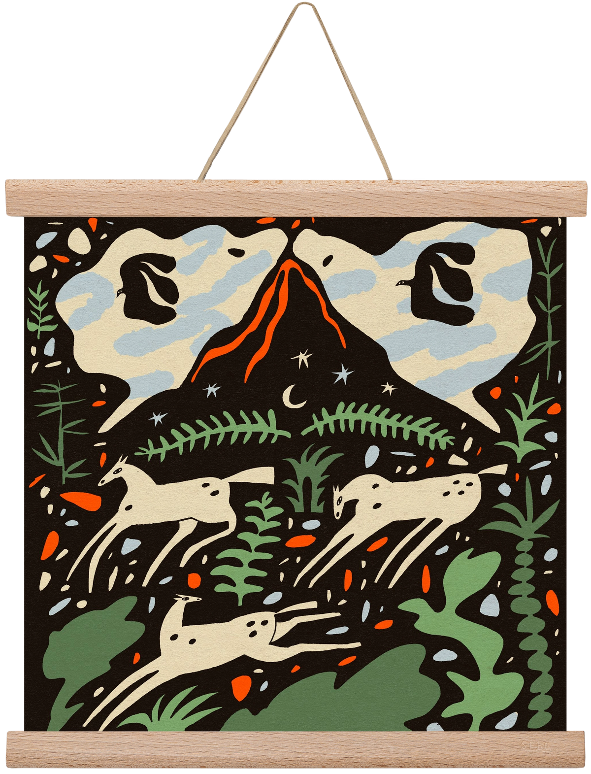 Volcano island, 30x30 cm (30x30 cm), Tölgy akasztó