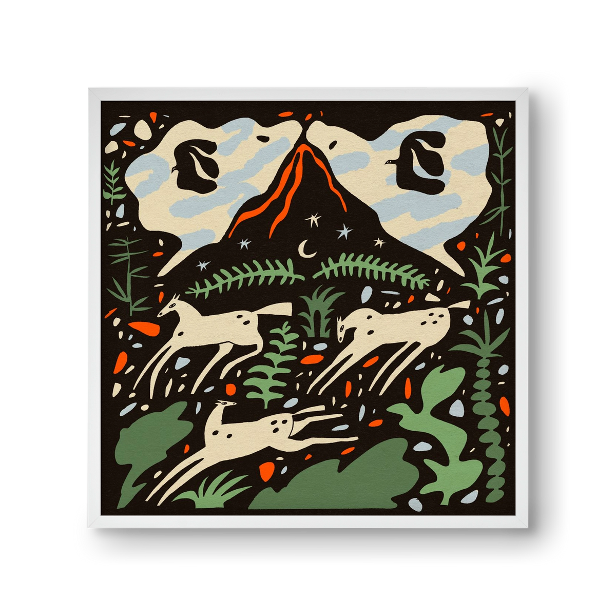 Volcano island, 30x30 cm (30x30 cm), Fehér keret