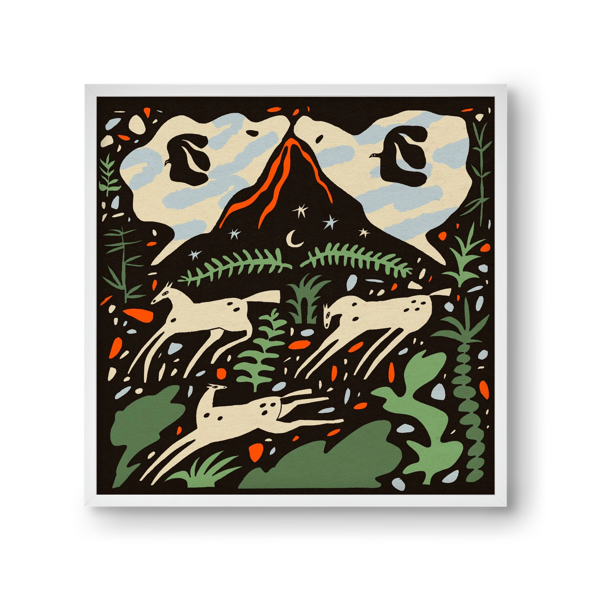 Volcano island, 30x30 cm (30x30 cm), Fehér keret