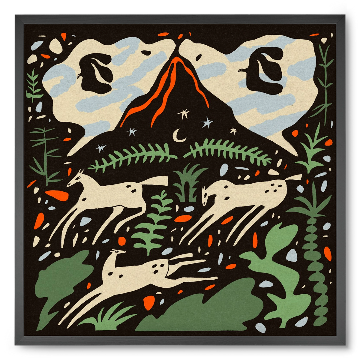 Volcano island, 50x50 cm (50x50 cm), Fekete keret