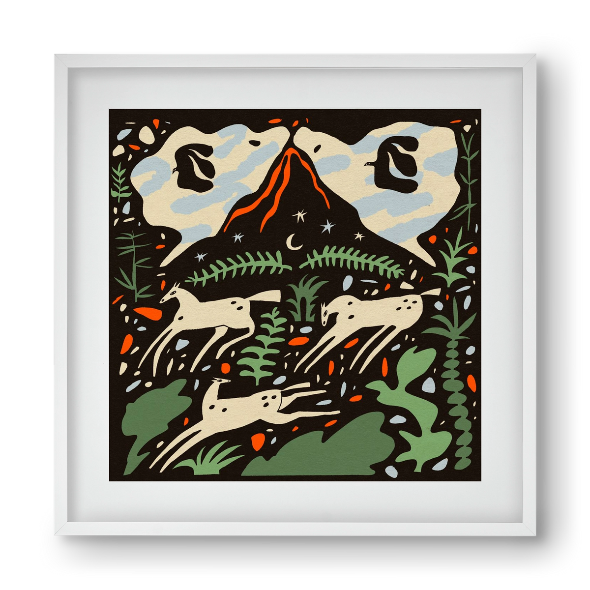 Volcano island, 40x40 cm (30x30 cm), Fehér keret, paszpartuval