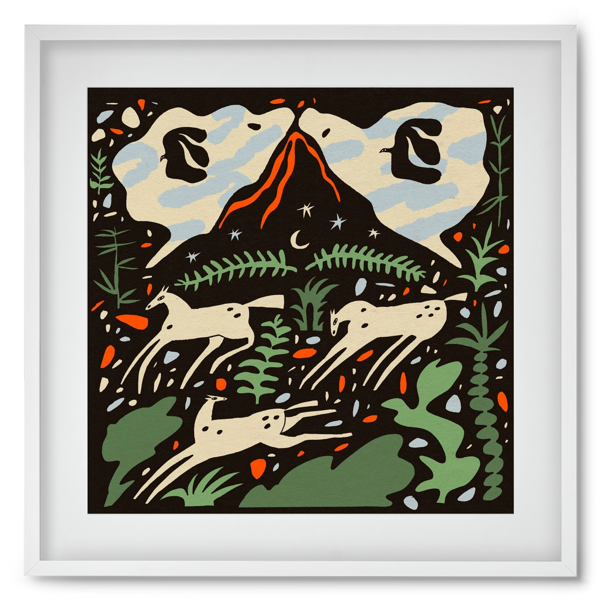 Volcano island, 50x50 cm (40x40 cm), Fehér keret, paszpartuval