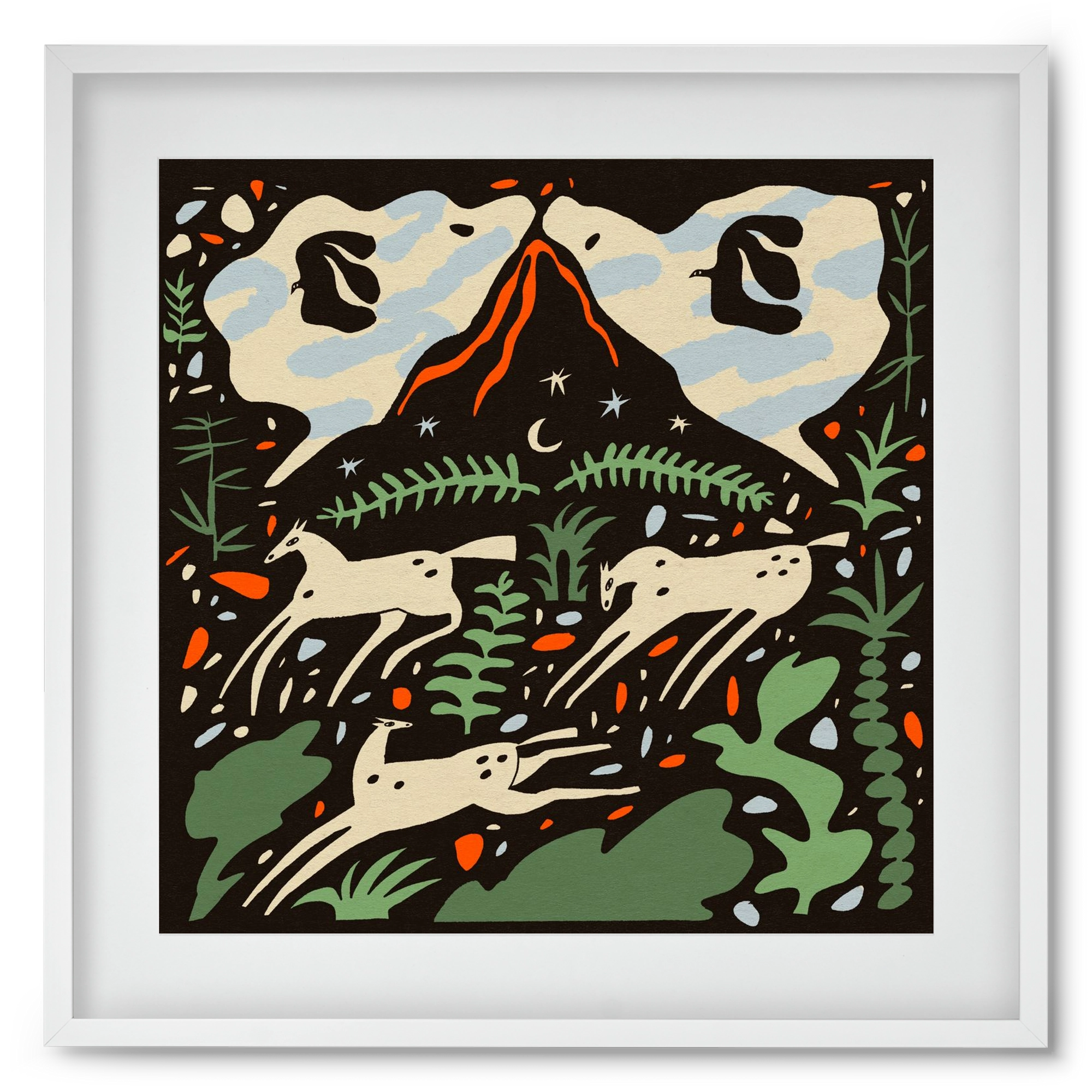 Volcano island, 50x50 cm (40x40 cm), Fehér keret, paszpartuval