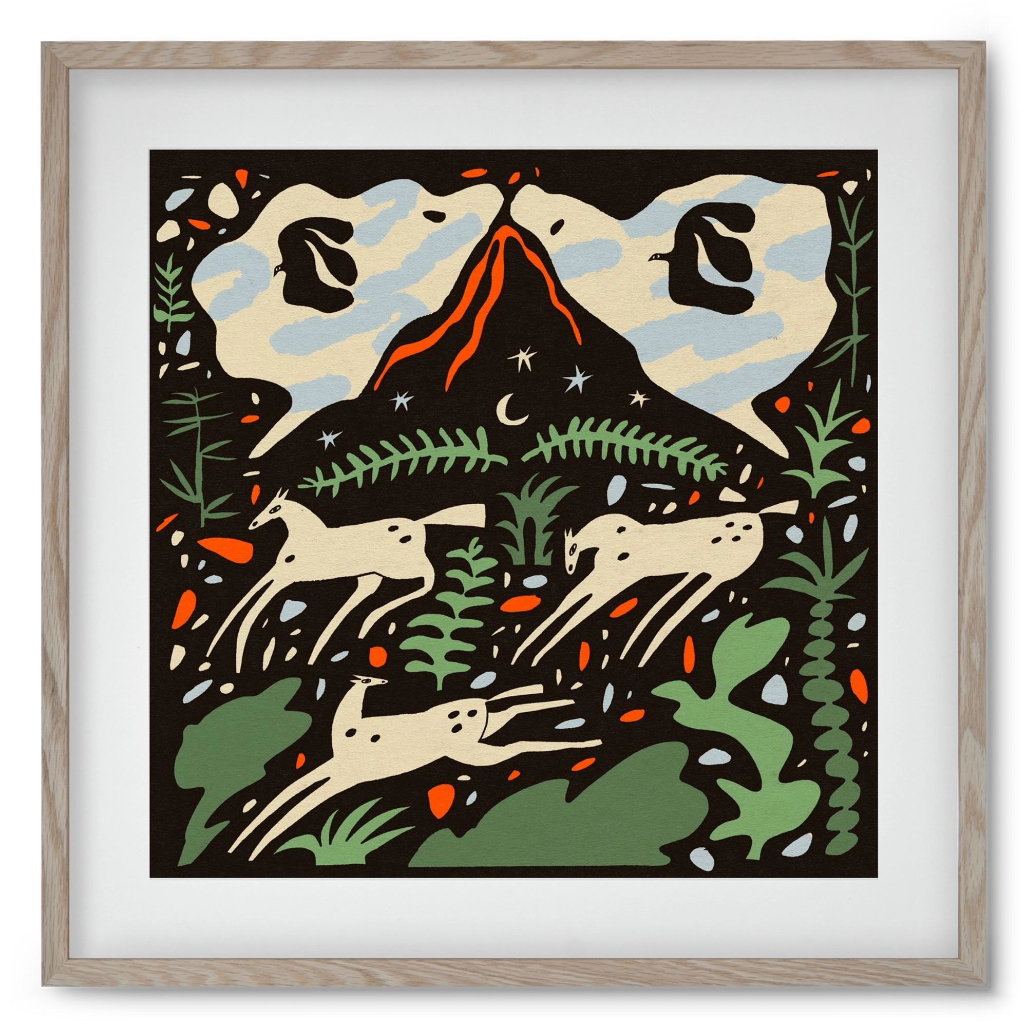 Volcano island, 50x50 cm (40x40 cm), Tölgy keret, paszpartuval