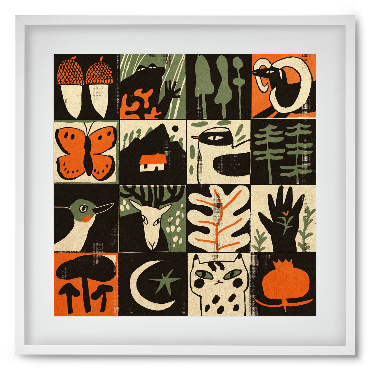 Totem of bukk, 50x50 cm (40x40 cm), Fehér keret, paszpartuval