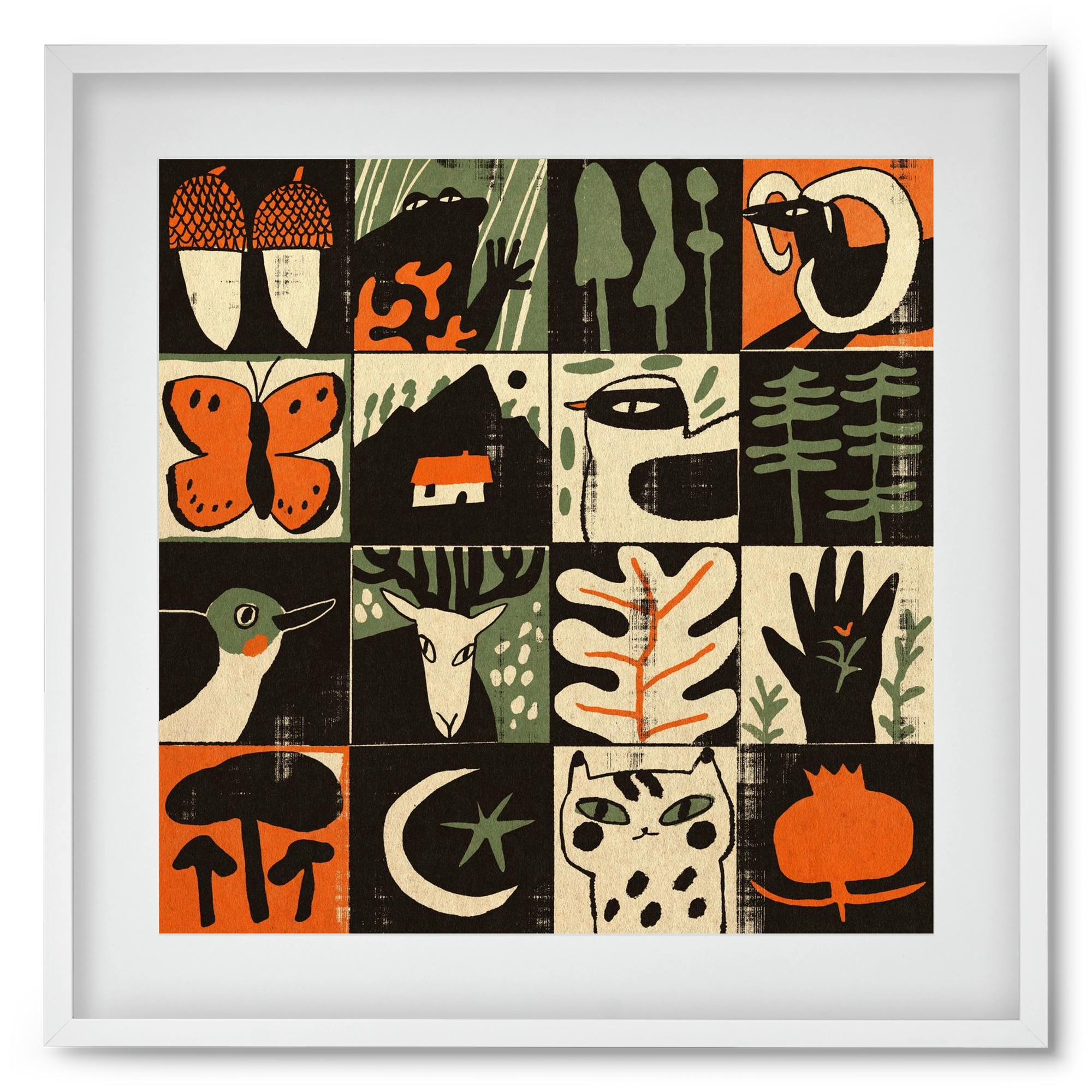 Totem of bukk, 50x50 cm (40x40 cm), Fehér keret, paszpartuval