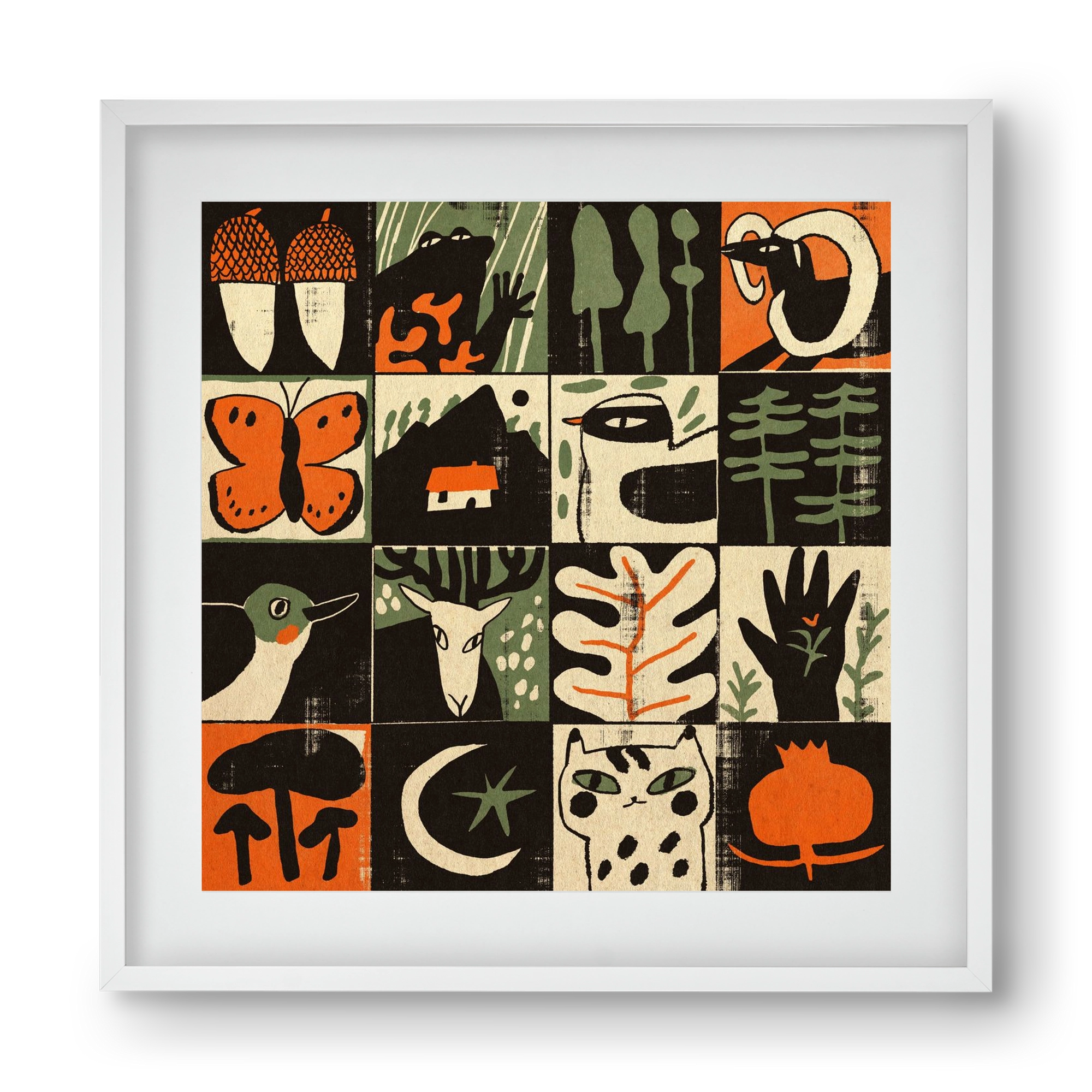 Totem of bukk, 40x40 cm (30x30 cm), Fehér keret, paszpartuval