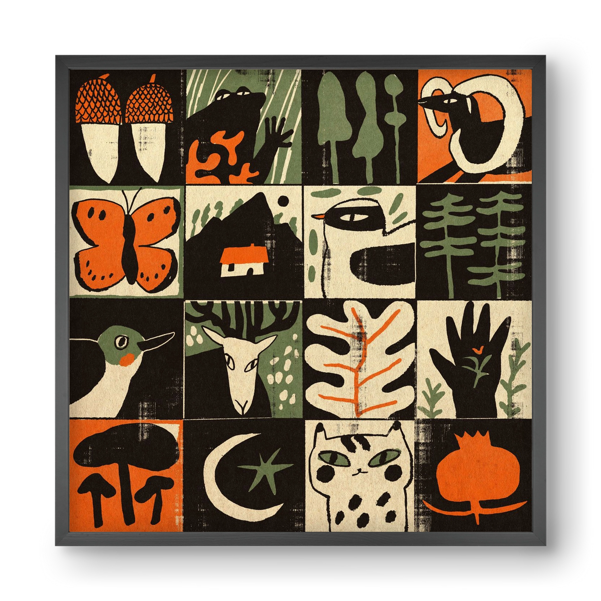 Totem of bukk, 40x40 cm (40x40 cm), Fekete keret