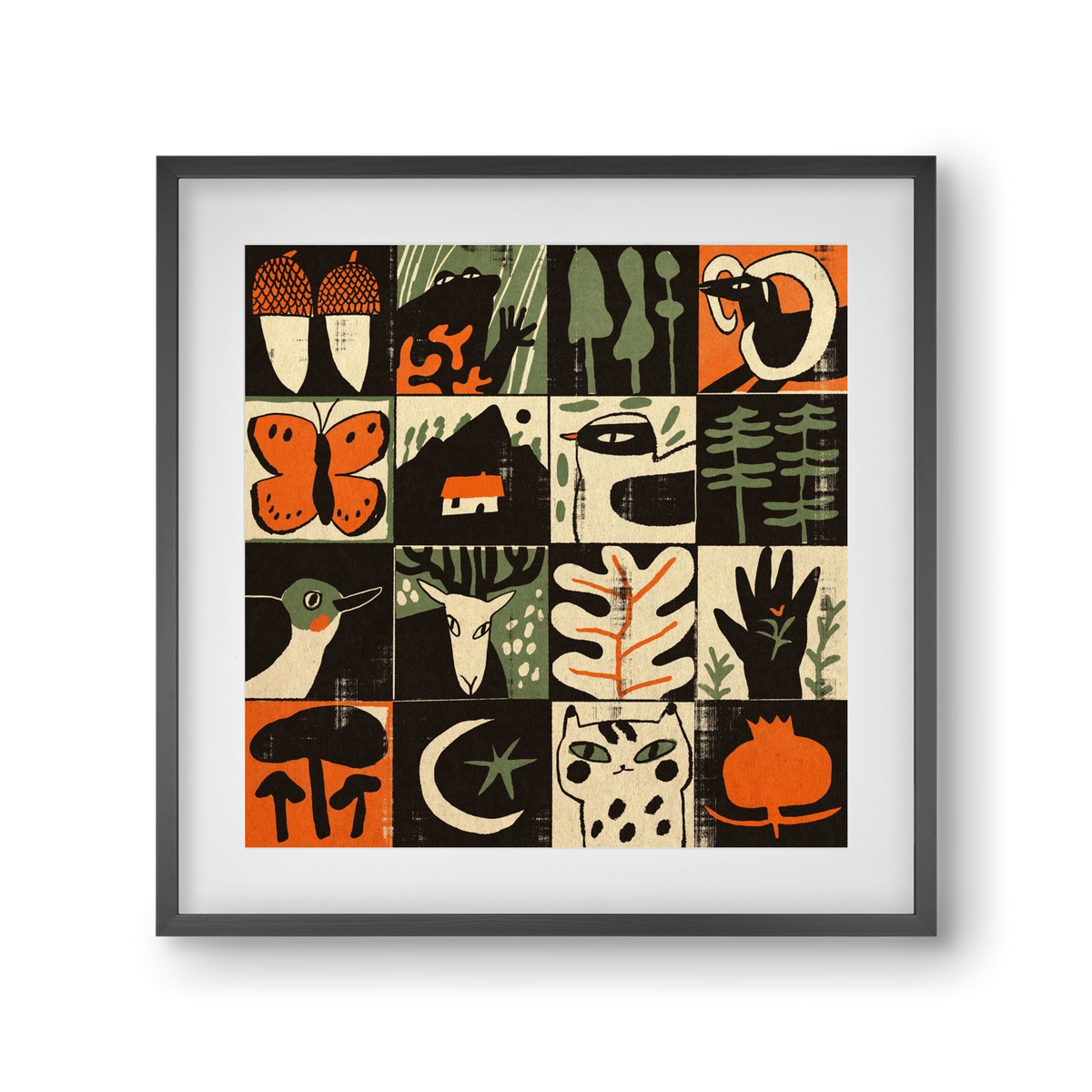 Totem of bukk, 30x30 cm (20x20 cm), Fekete keret, paszpartuval