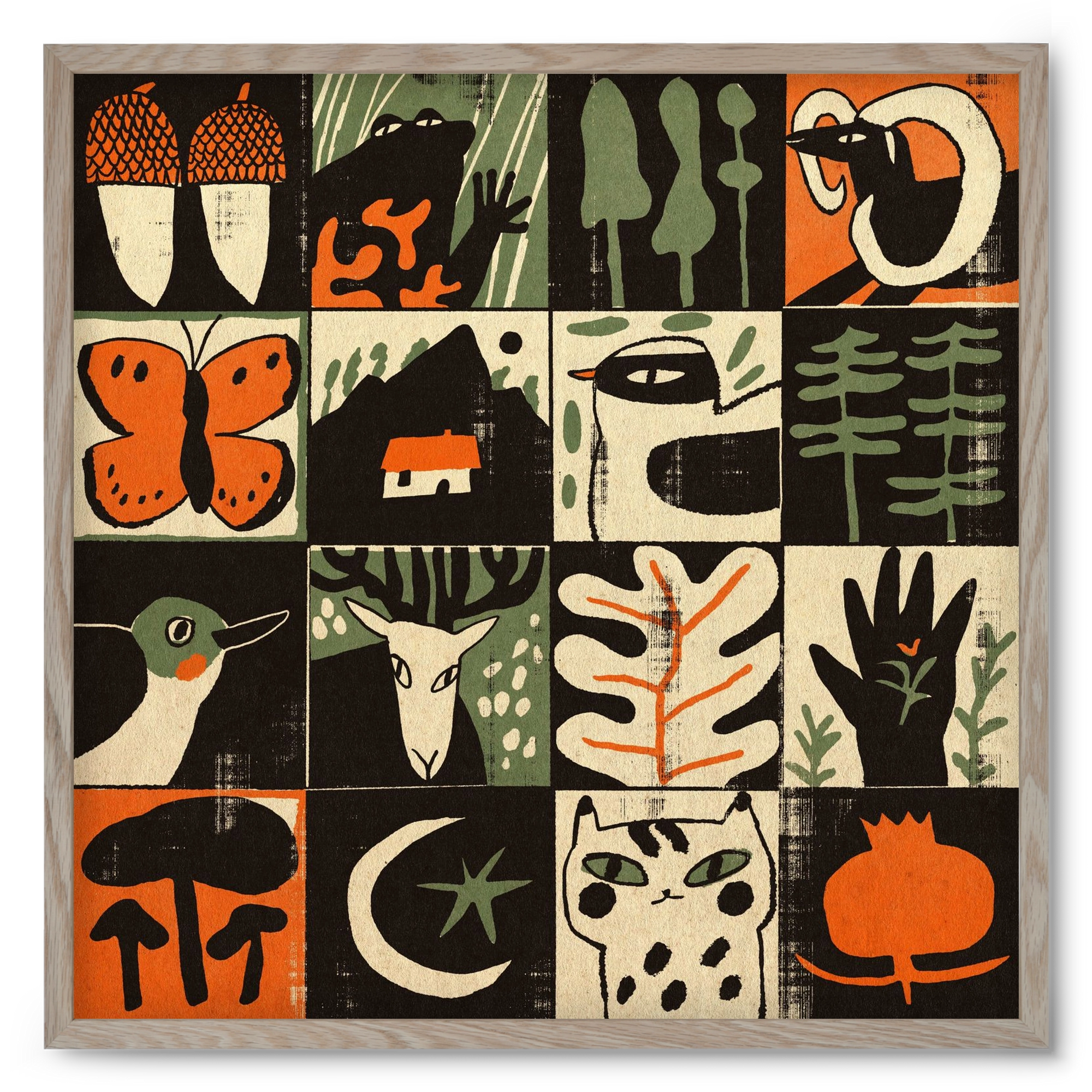 Totem of bukk, 50x50 cm (50x50 cm), Tölgy keret