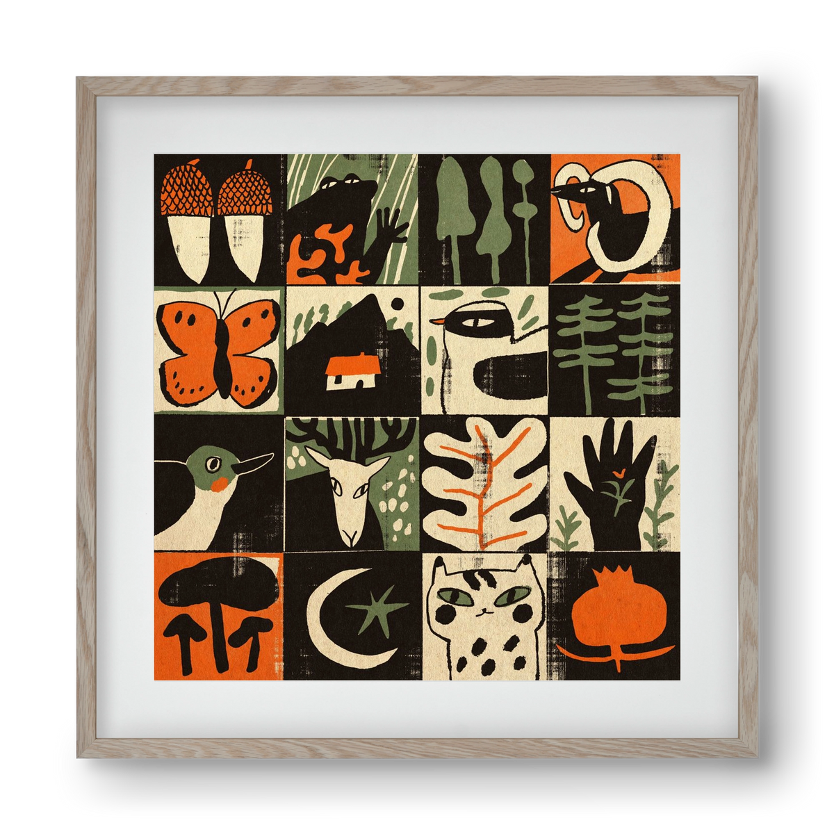 Totem of bukk, 40x40 cm (30x30 cm), Tölgy keret, paszpartuval