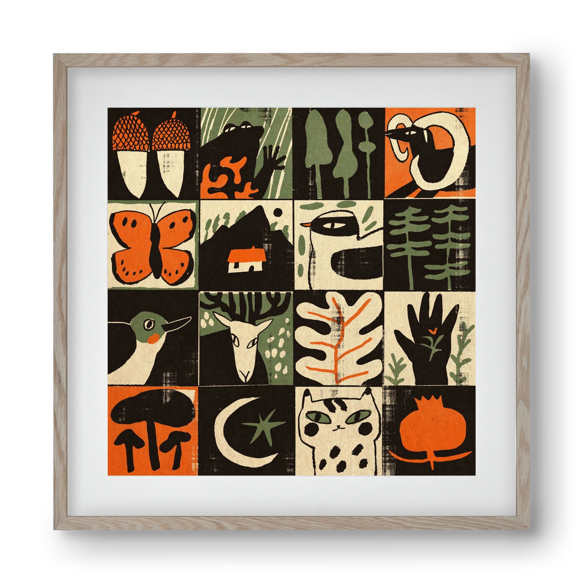 Totem of bukk, 40x40 cm (30x30 cm), Tölgy keret, paszpartuval