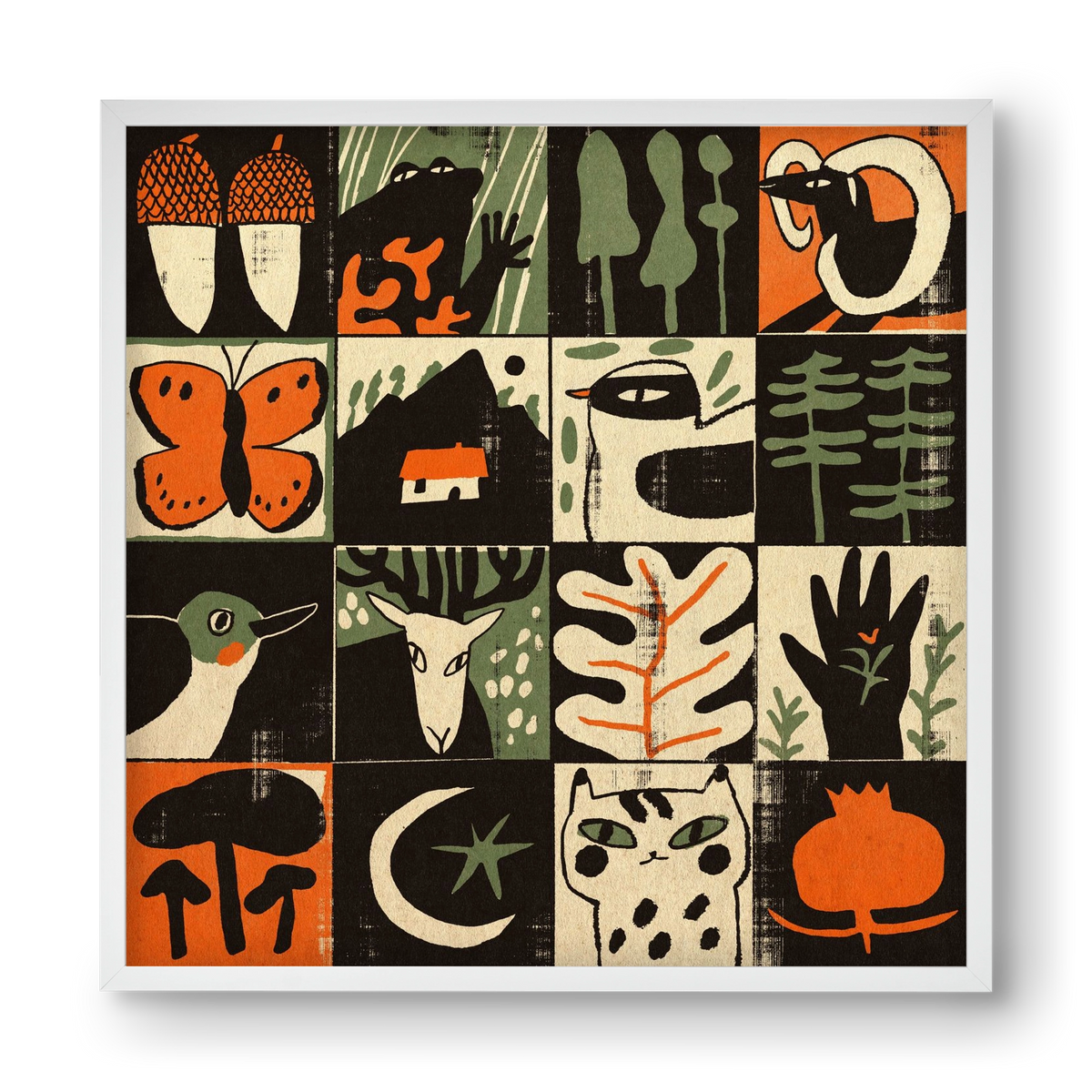 Totem of bukk, 40x40 cm (40x40 cm), Fehér keret