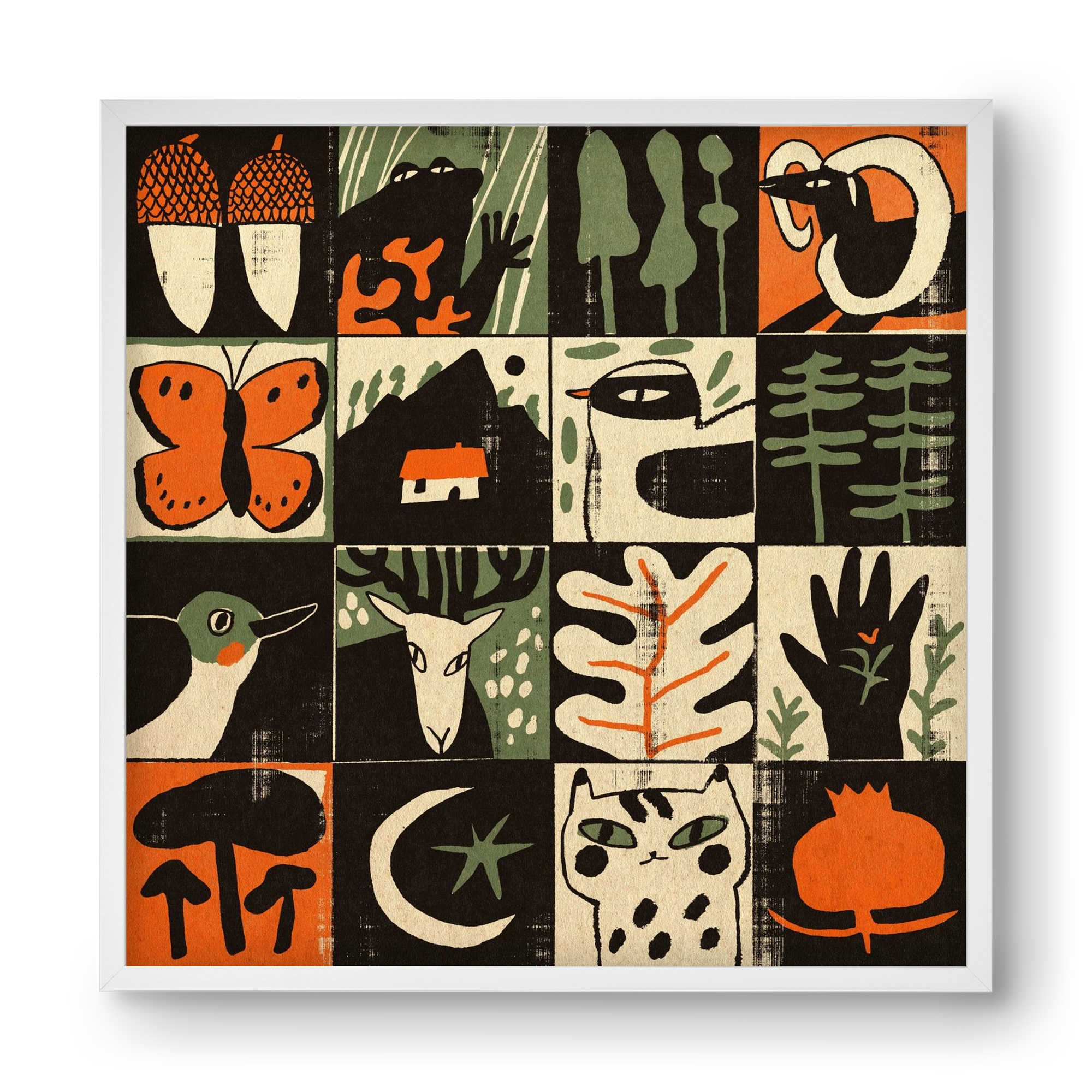 Totem of bukk, 40x40 cm (40x40 cm), Fehér keret