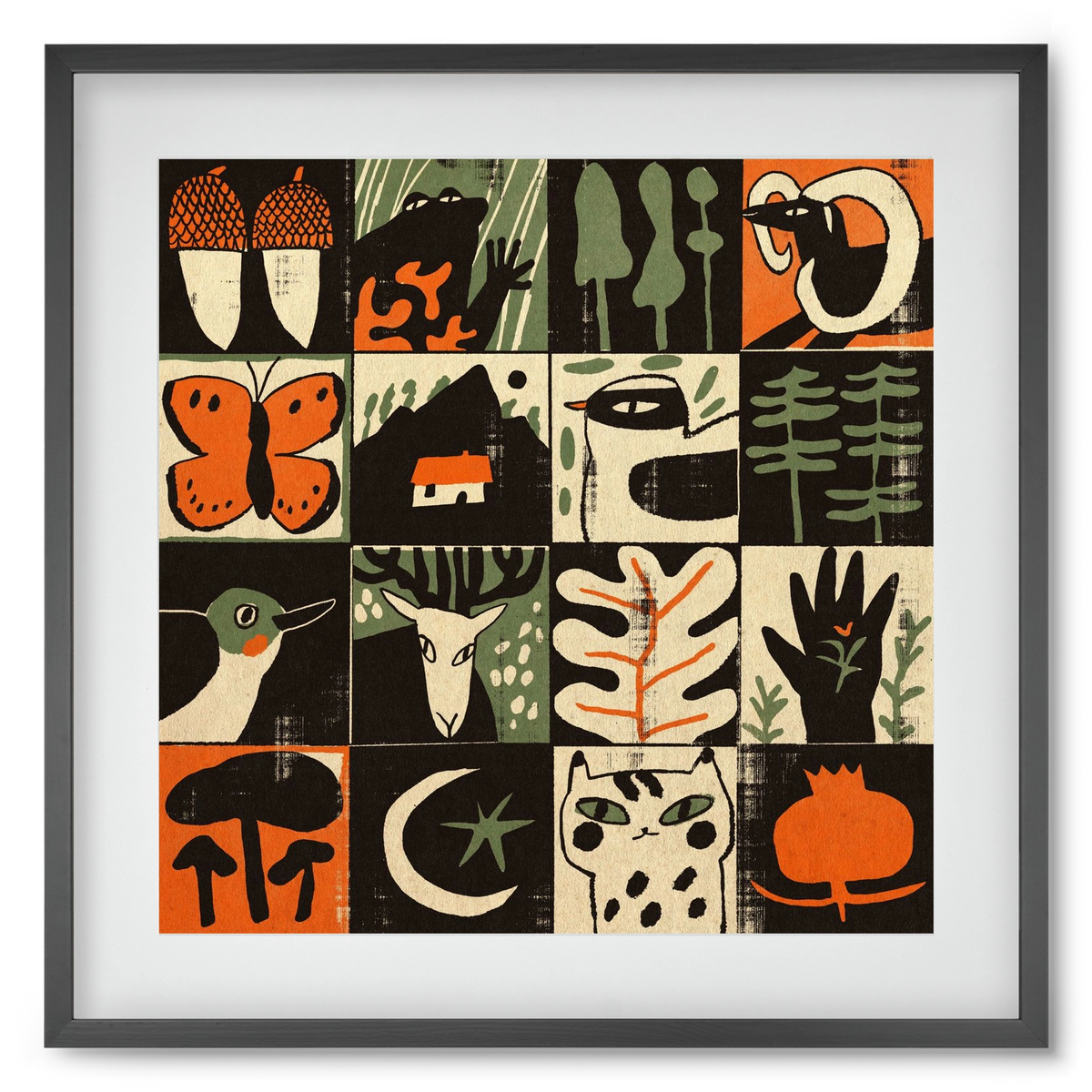 Totem of bukk, 50x50 cm (40x40 cm), Fekete keret, paszpartuval