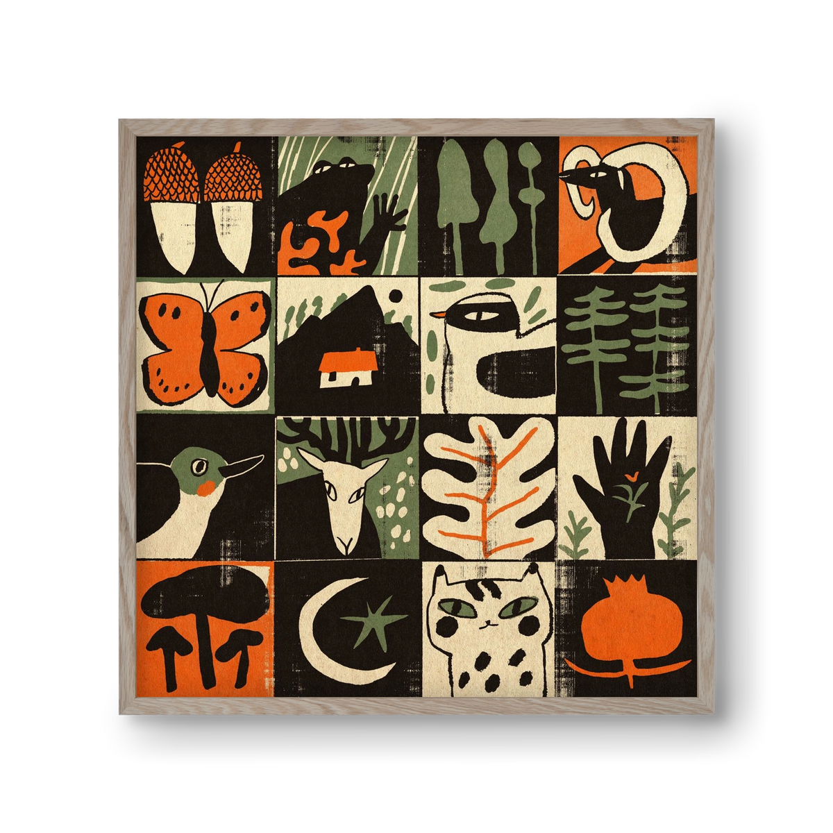 Totem of bukk, 30x30 cm (30x30 cm), Tölgy keret