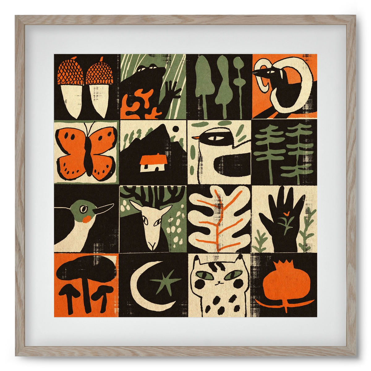 Totem of bukk, 50x50 cm (40x40 cm), Tölgy keret, paszpartuval