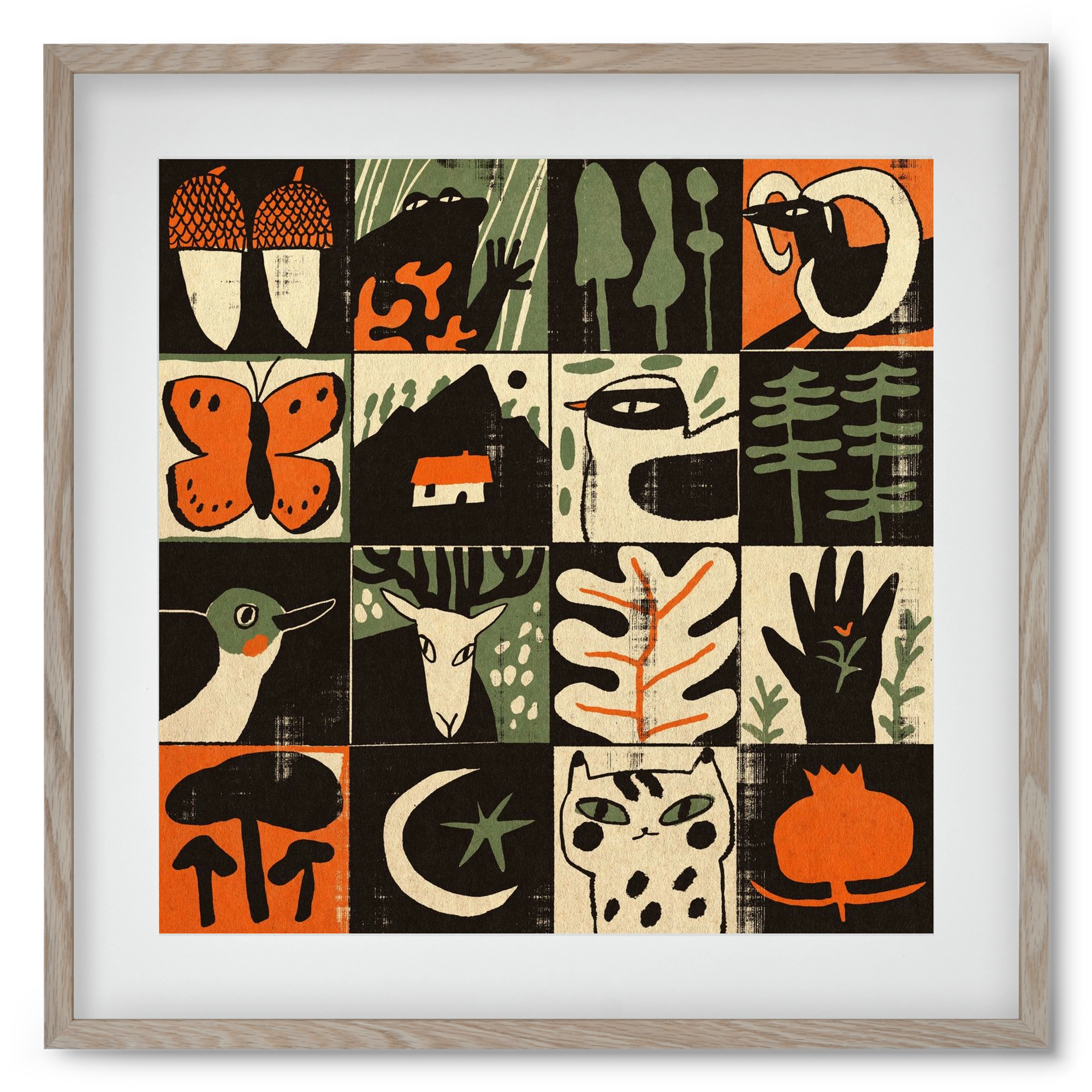 Totem of bukk, 50x50 cm (40x40 cm), Tölgy keret, paszpartuval