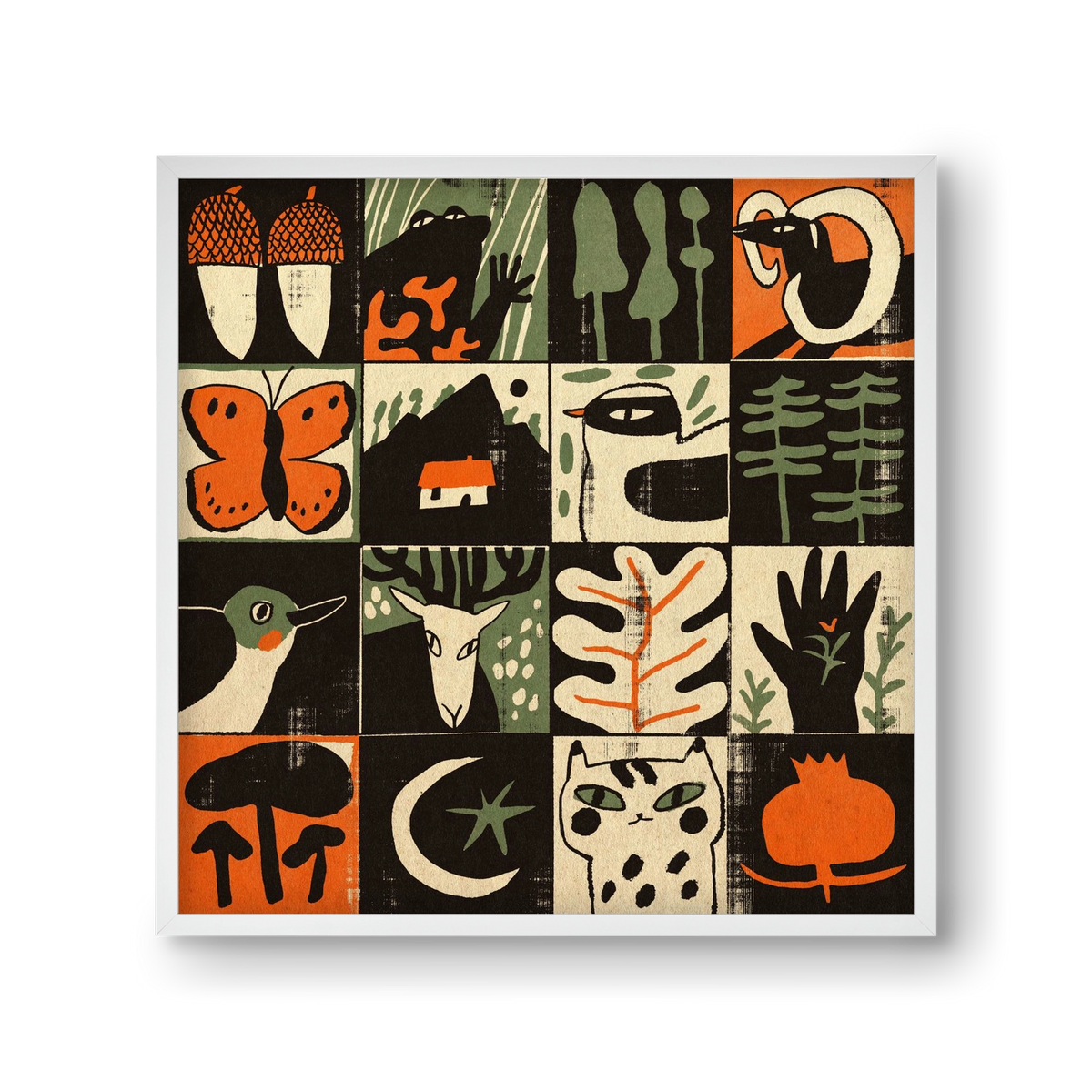 Totem of bukk, 30x30 cm (30x30 cm), Fehér keret