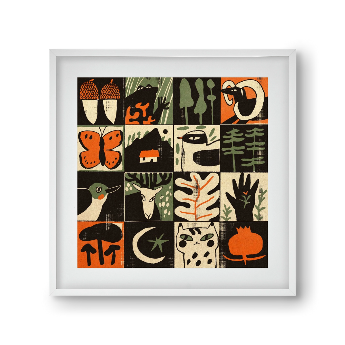 Totem of bukk, 30x30 cm (20x20 cm), Fehér keret, paszpartuval