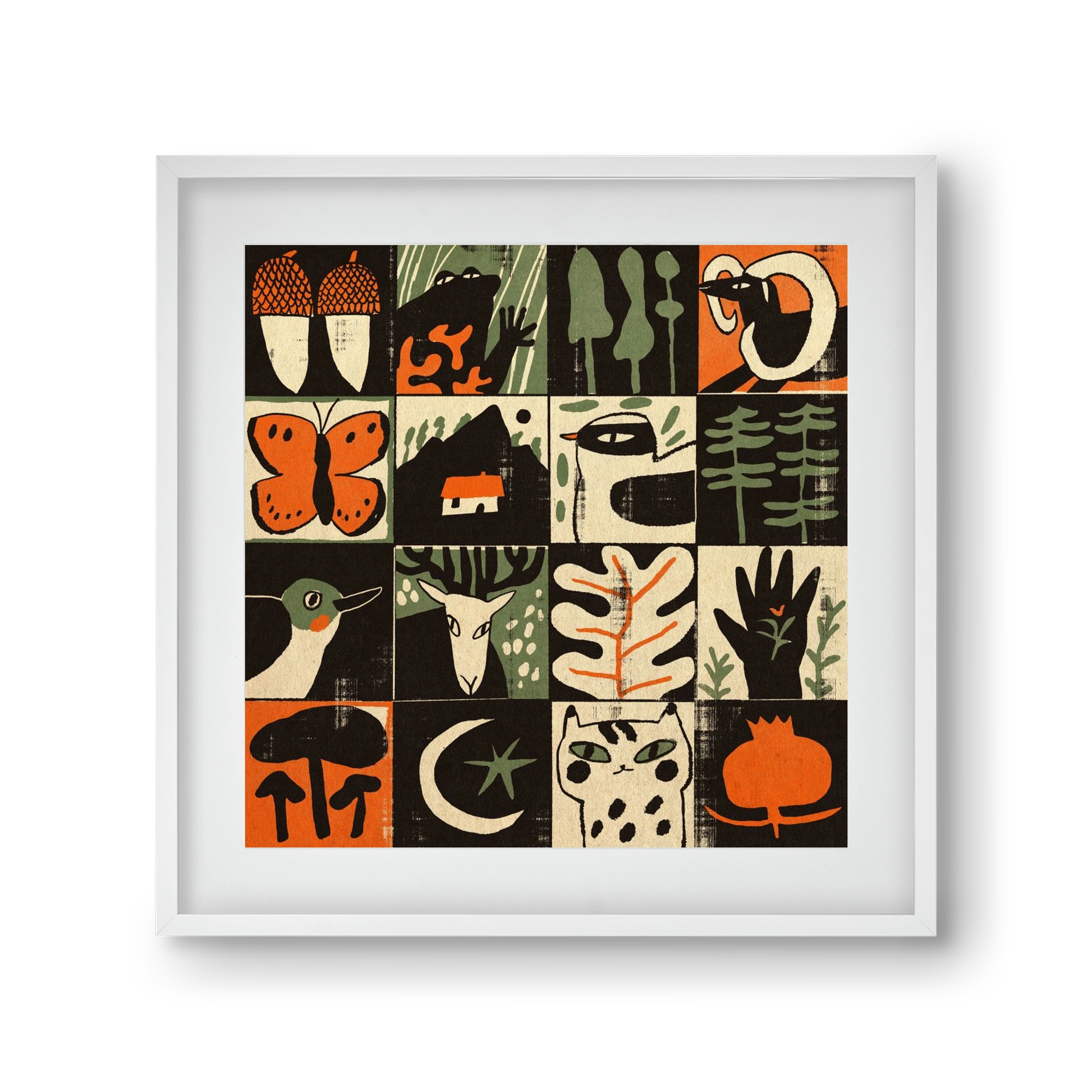 Totem of bukk, 30x30 cm (20x20 cm), Fehér keret, paszpartuval