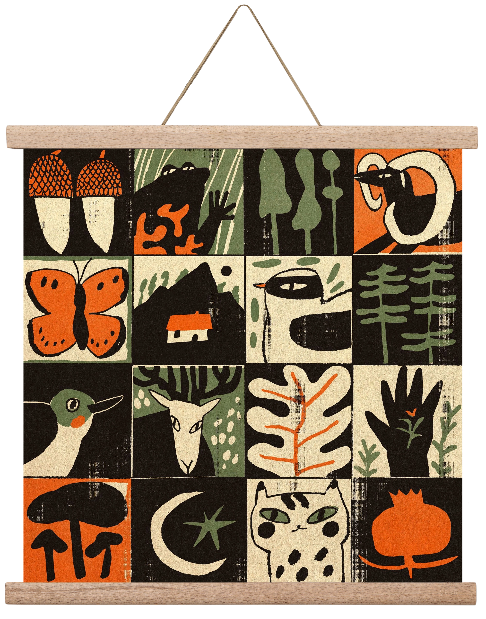 Totem of bukk, 40x40 cm (40x40 cm), Tölgy akasztó