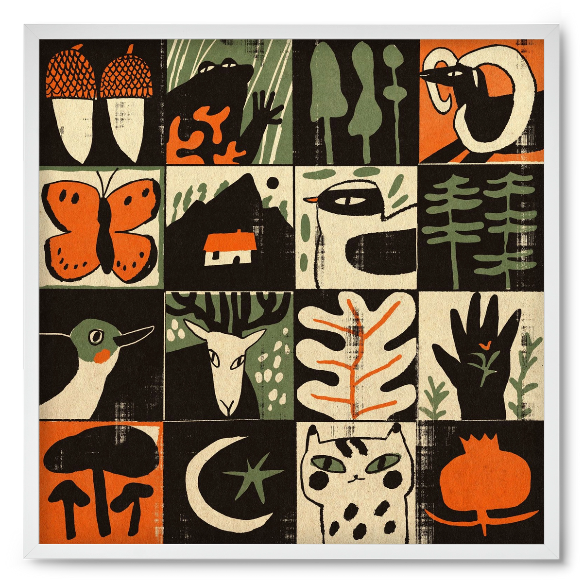 Totem of bukk, 50x50 cm (50x50 cm), Fehér keret