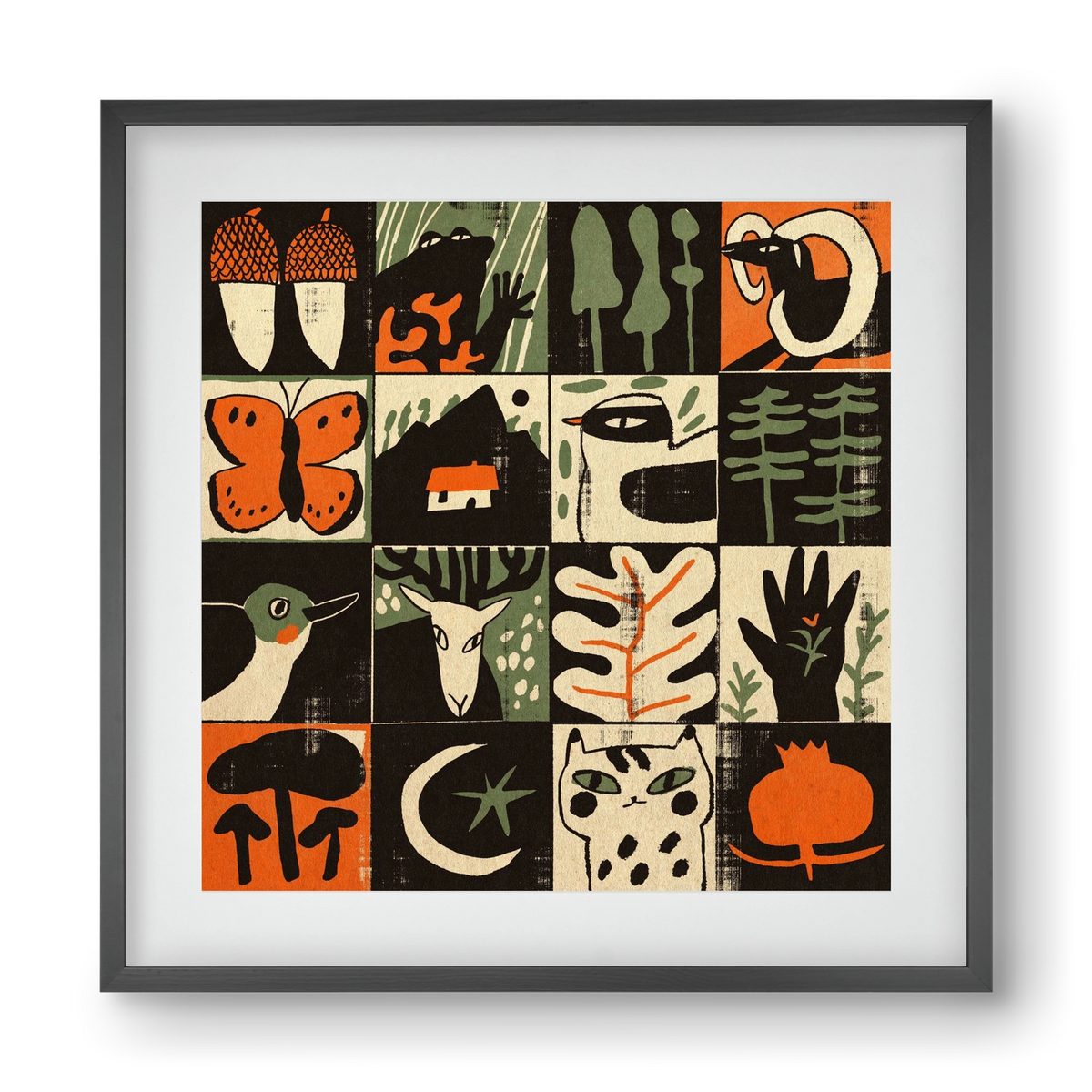 Totem of bukk, 40x40 cm (30x30 cm), Fekete keret, paszpartuval