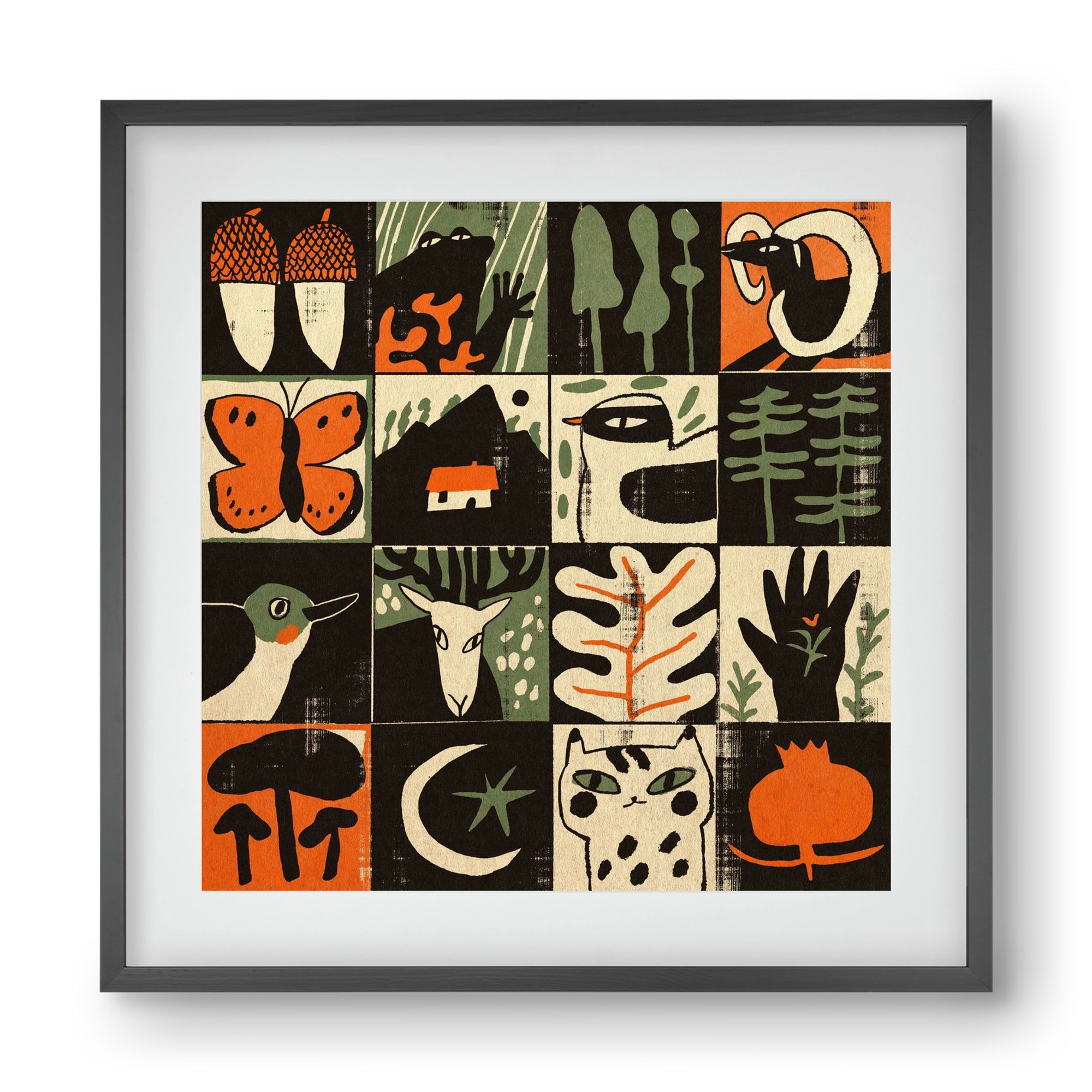 Totem of bukk, 40x40 cm (30x30 cm), Fekete keret, paszpartuval