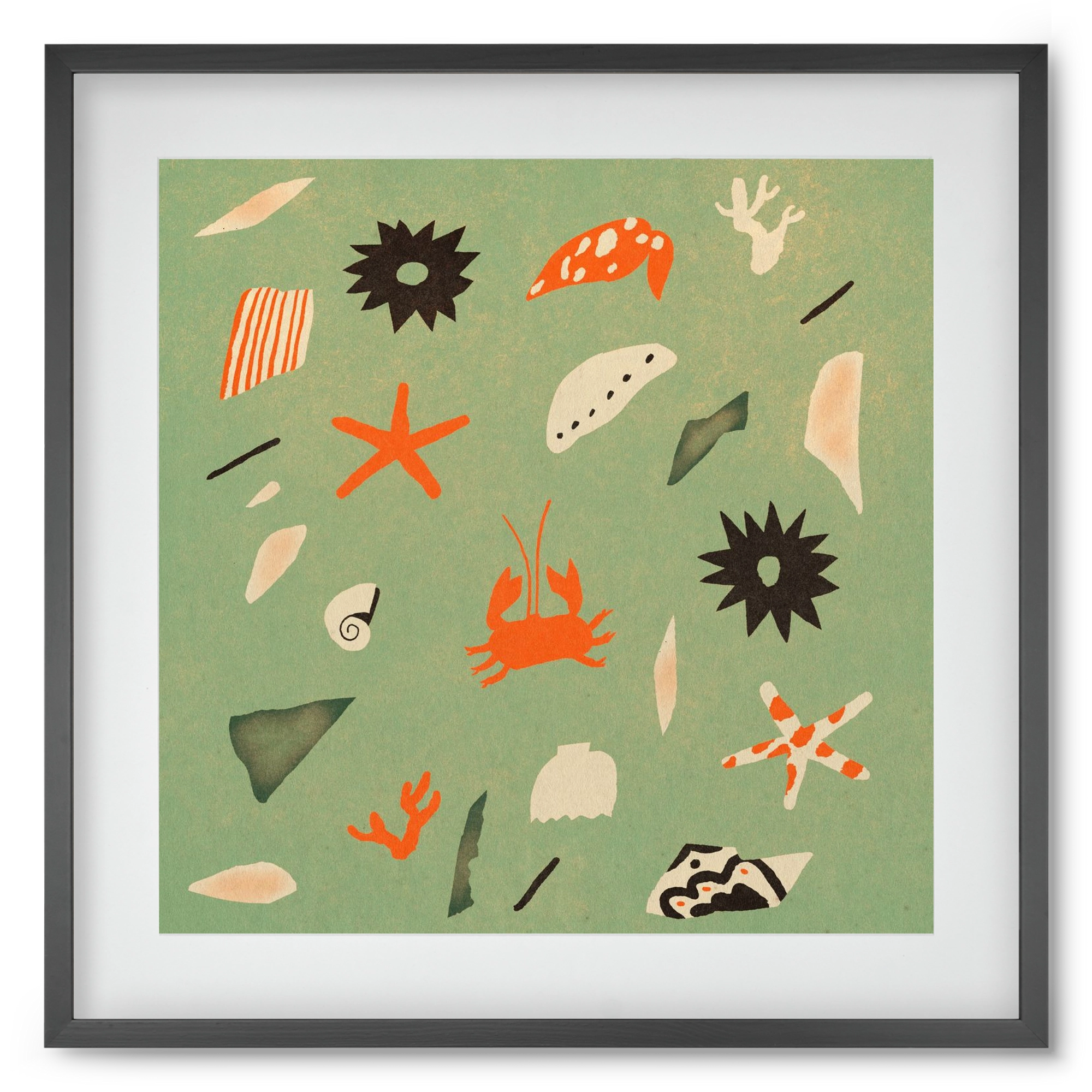 Sealife, 50x50 cm (40x40 cm), Fekete keret, paszpartuval