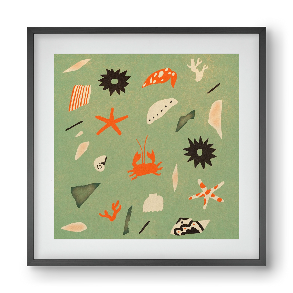 Sealife, 40x40 cm (30x30 cm), Fekete keret, paszpartuval