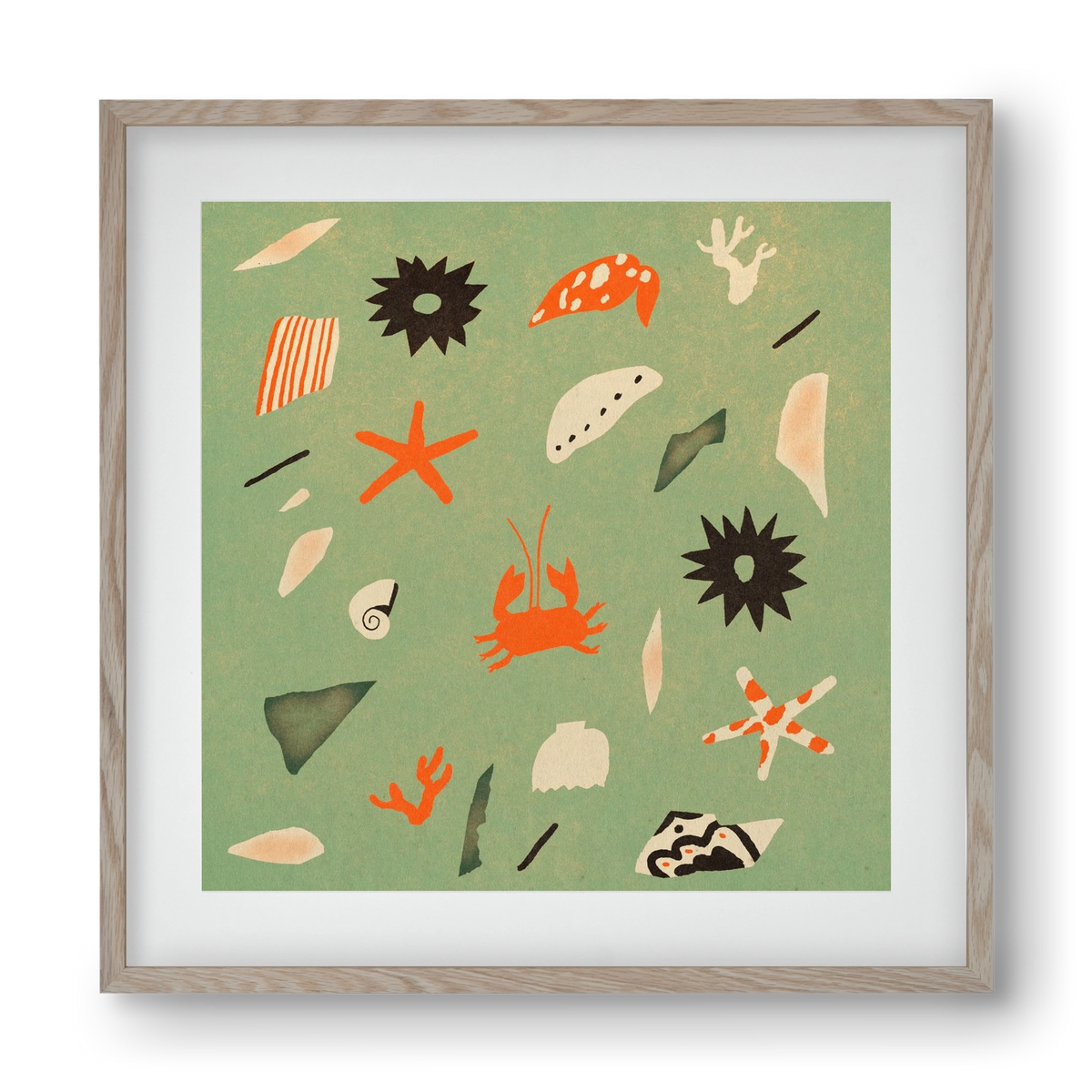 Sealife, 40x40 cm (30x30 cm), Tölgy keret, paszpartuval