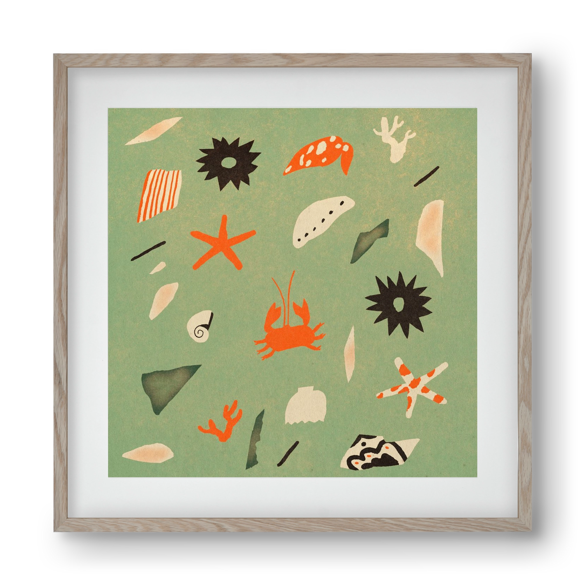 Sealife, 40x40 cm (30x30 cm), Tölgy keret, paszpartuval