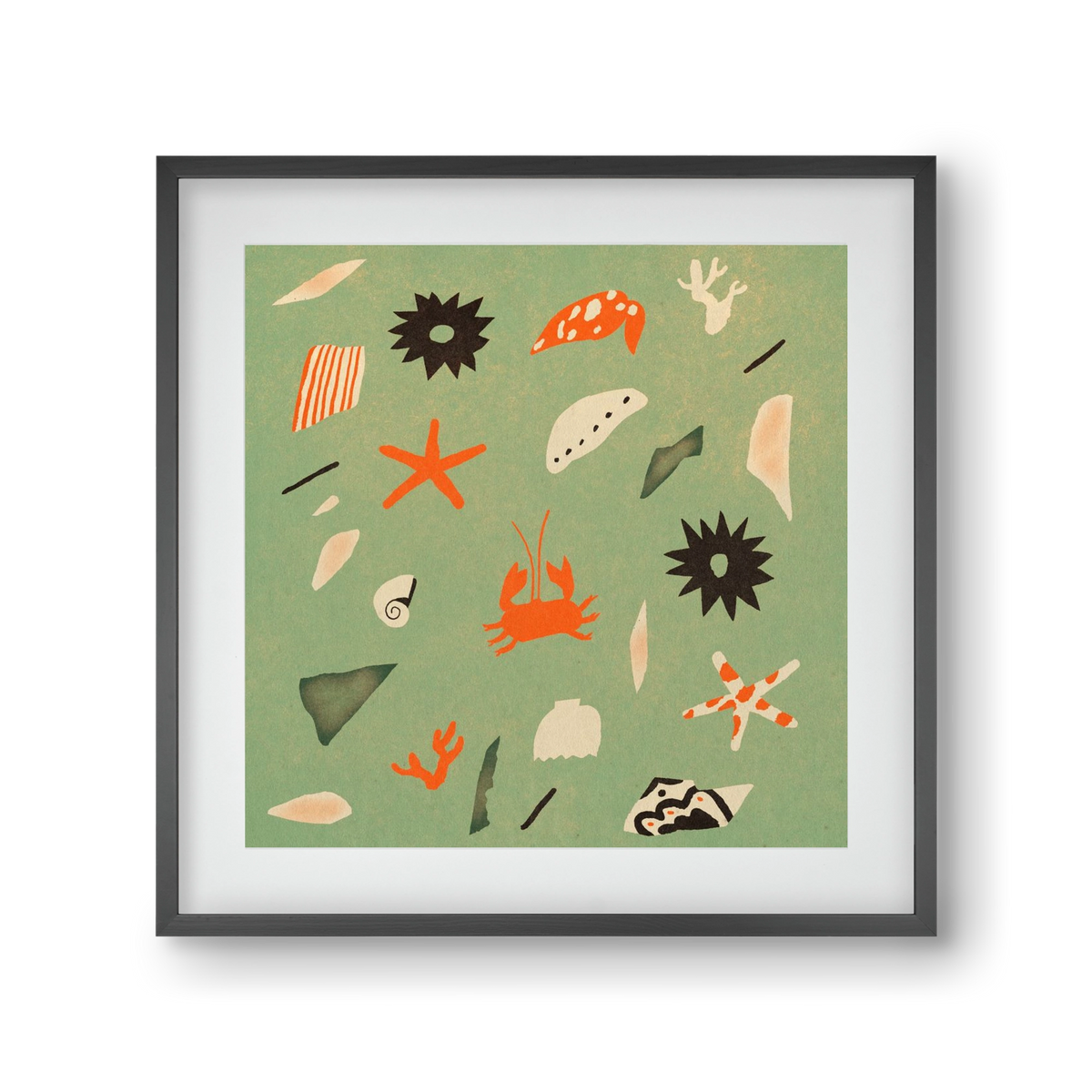 Sealife, 30x30 cm (20x20 cm), Fekete keret, paszpartuval