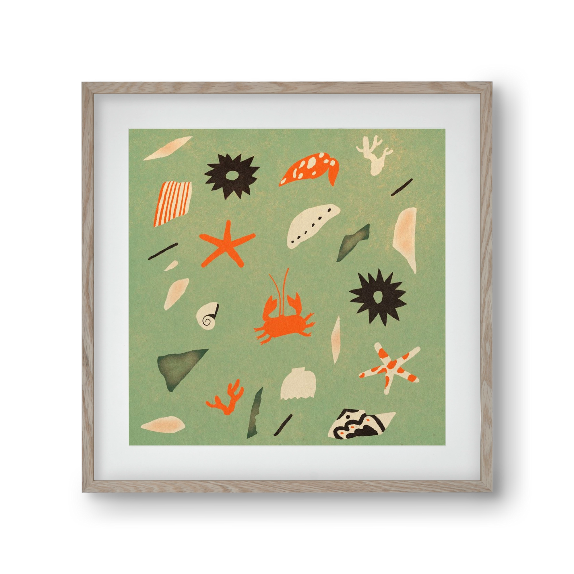 Sealife, 30x30 cm (20x20 cm), Tölgy keret, paszpartuval