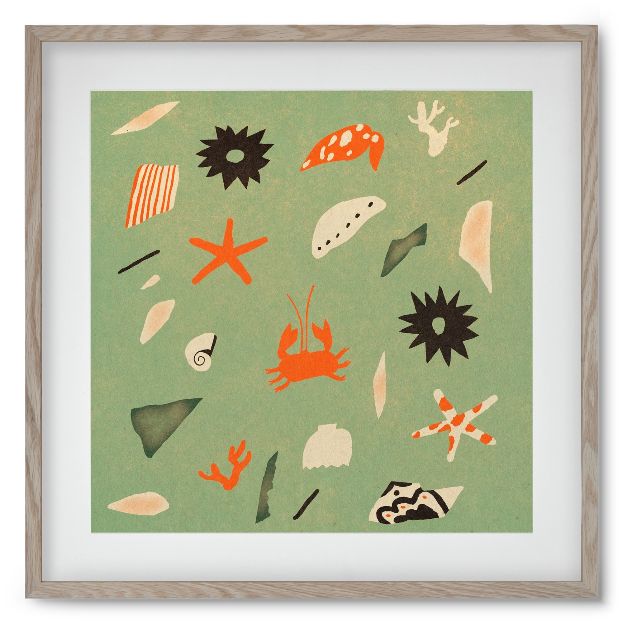 Sealife, 50x50 cm (40x40 cm), Tölgy keret, paszpartuval