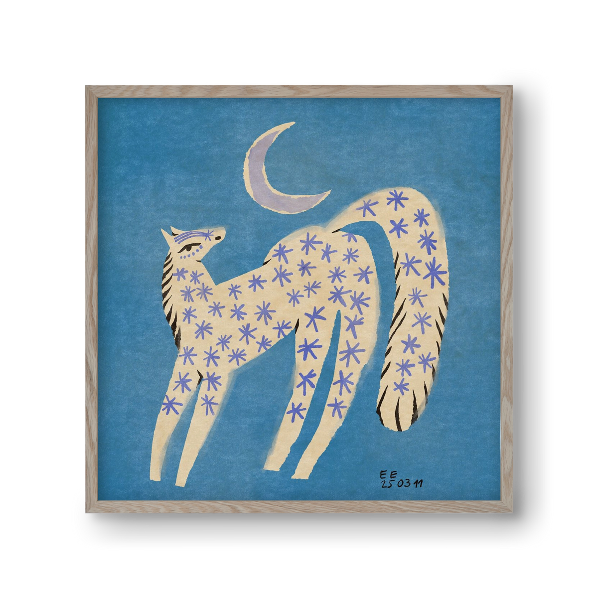 Star horse, 30x30 cm (30x30 cm), Tölgy keret