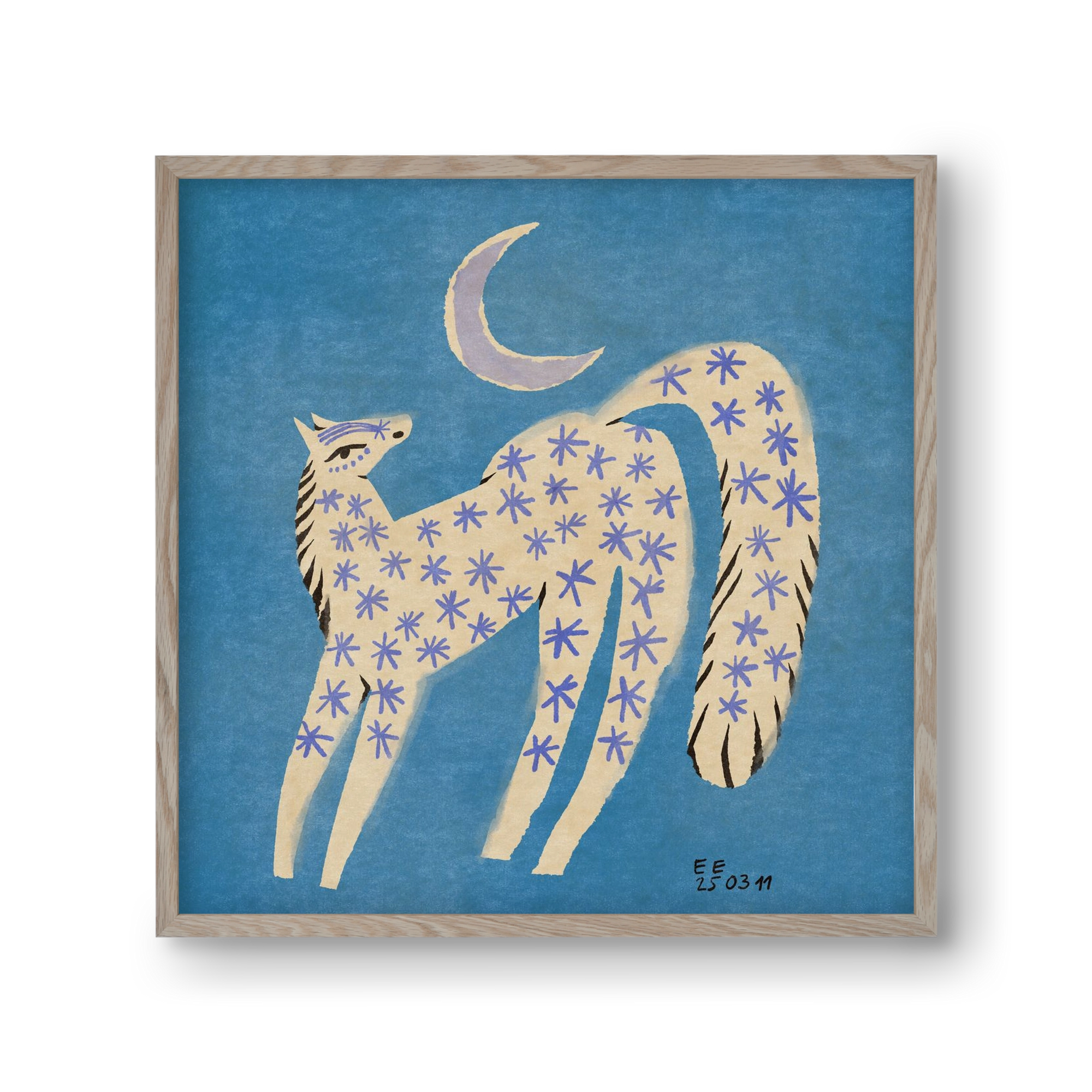 Star horse, 30x30 cm (30x30 cm), Tölgy keret