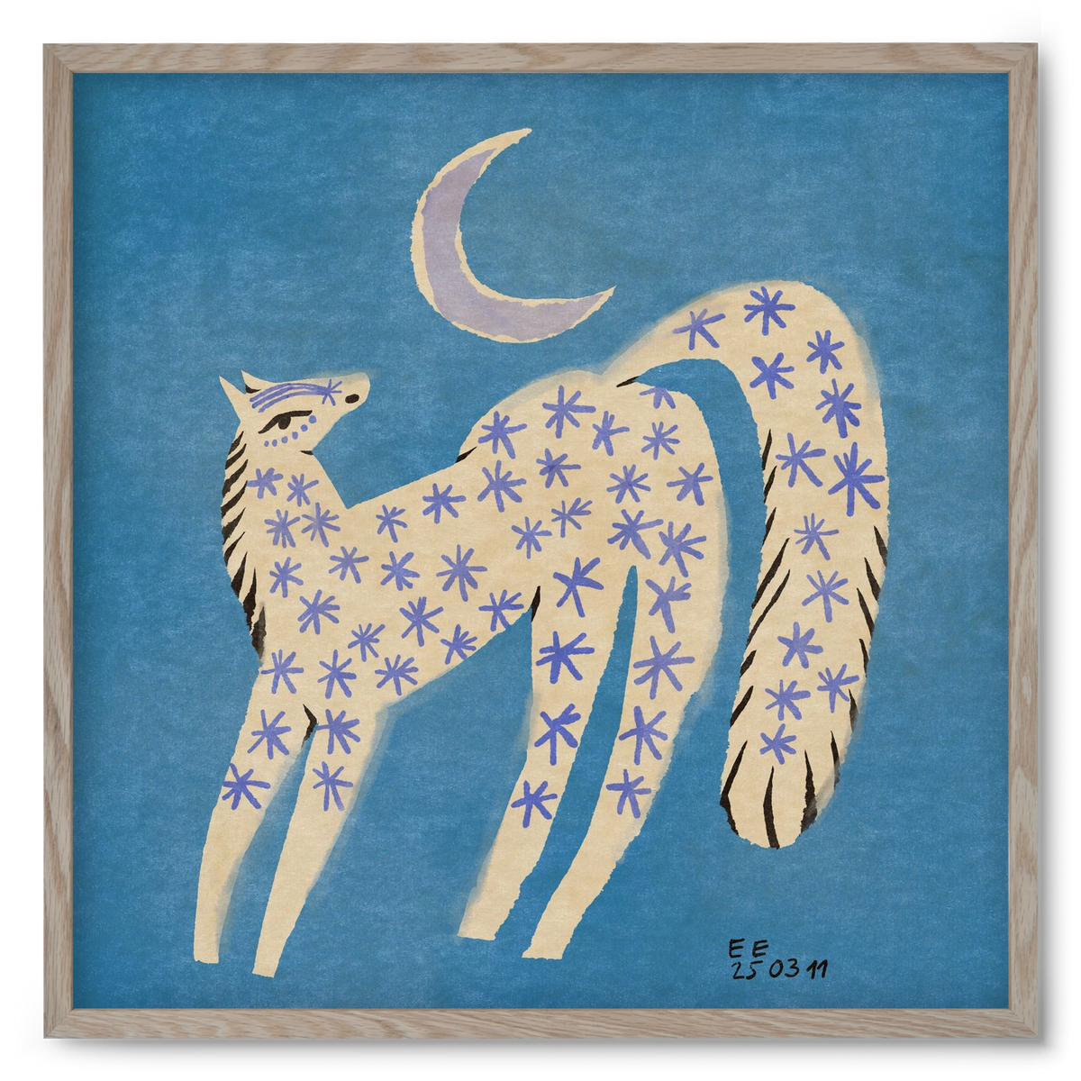 Star horse, 50x50 cm (50x50 cm), Tölgy keret
