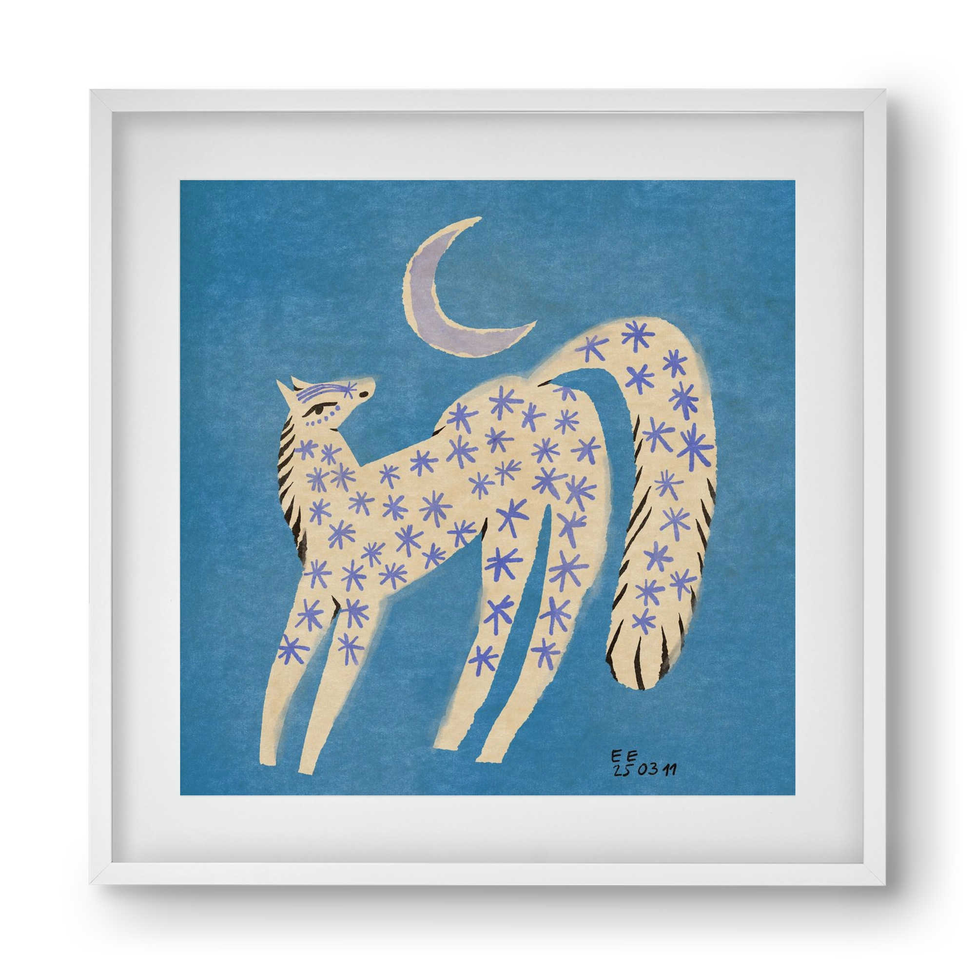 Star horse, 40x40 cm (30x30 cm), Fehér keret, paszpartuval
