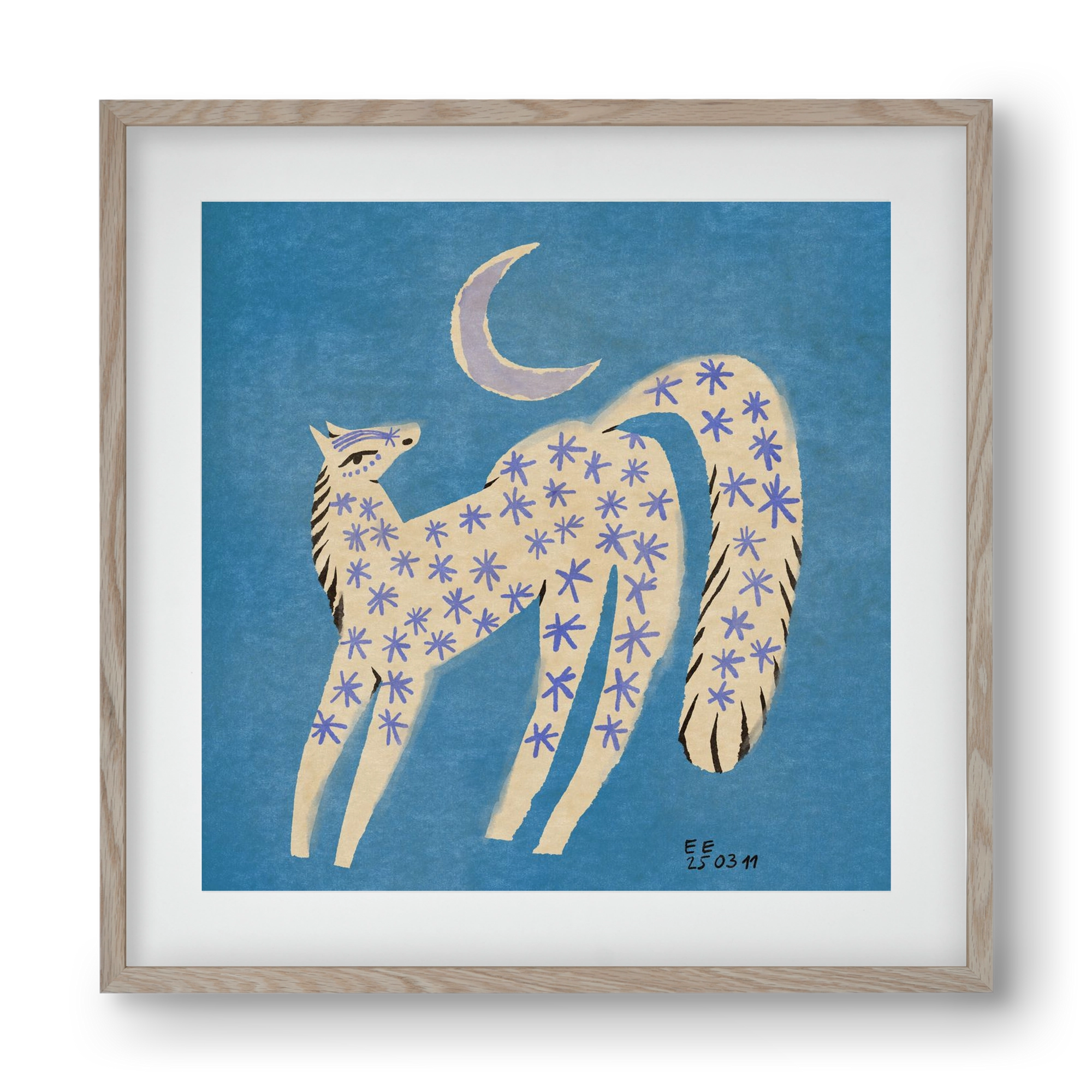 Star horse, 40x40 cm (30x30 cm), Tölgy keret, paszpartuval